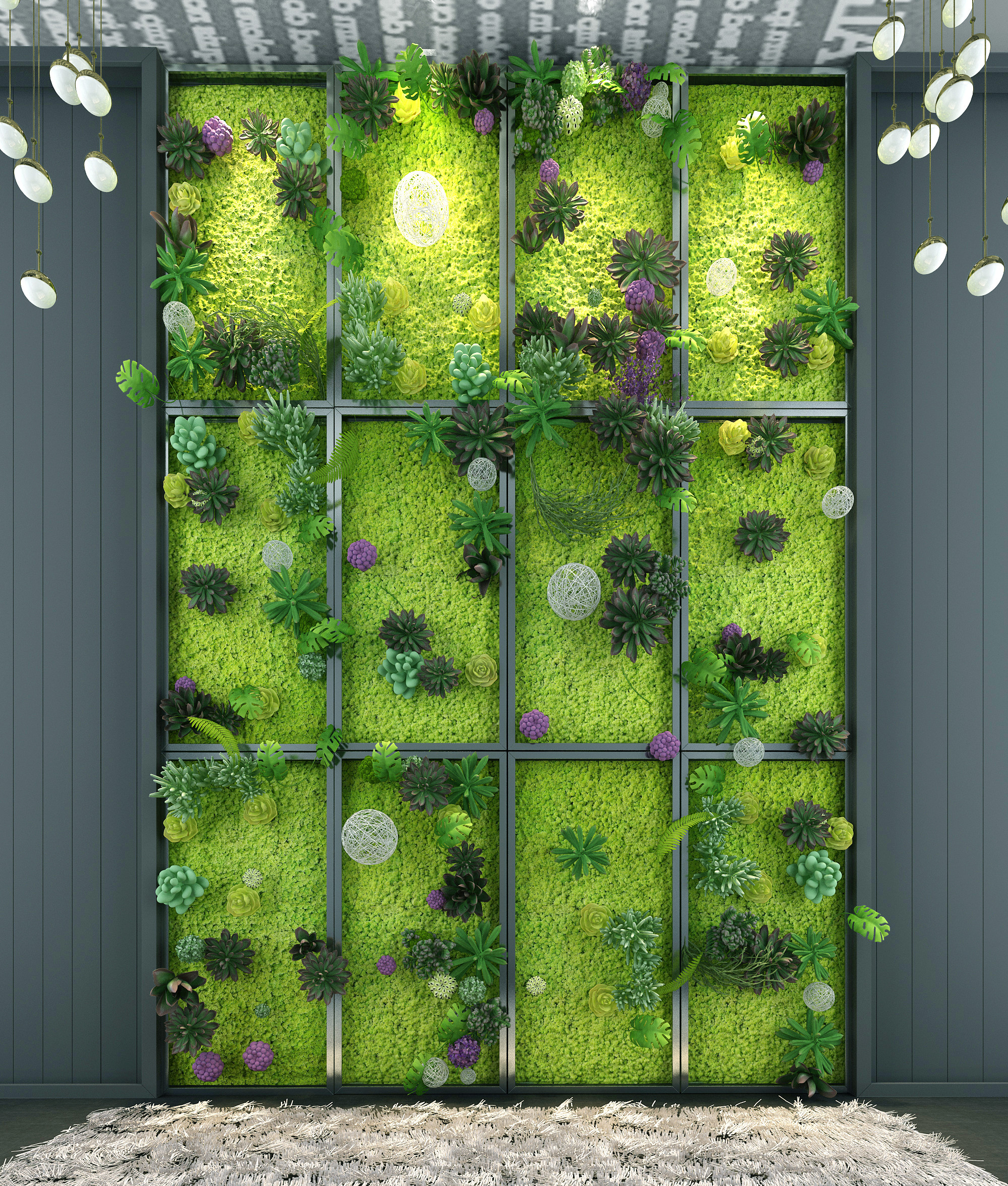 植物墙,绿植背景墙，花墙3d模型下载