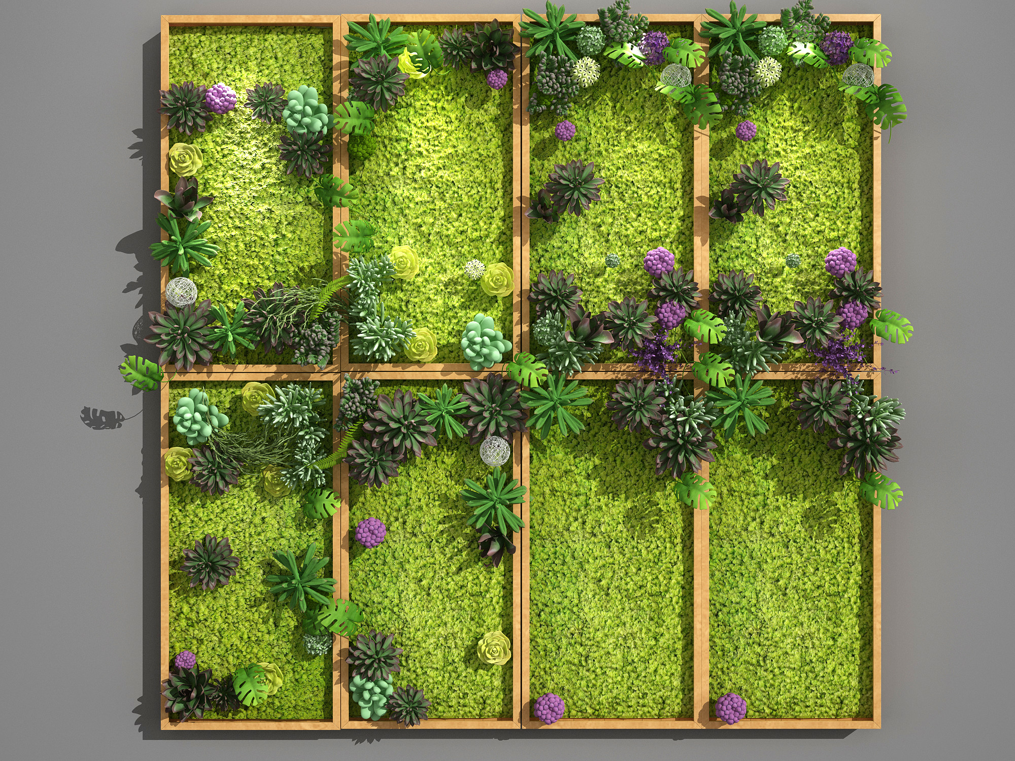 绿植背景墙，花墙，立体画挂饰3d模型下载