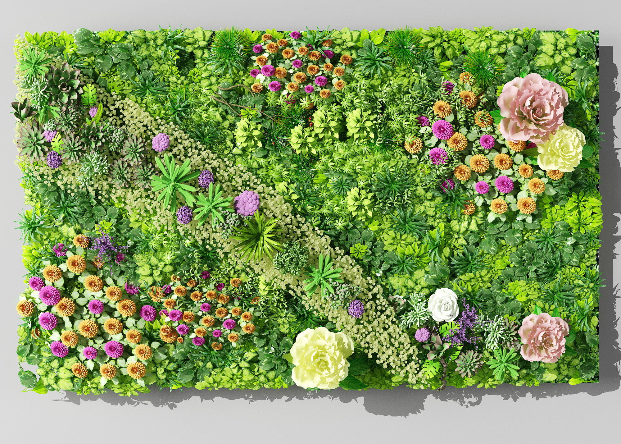 现代植物墙，绿植墙，花墙，3d模型下载