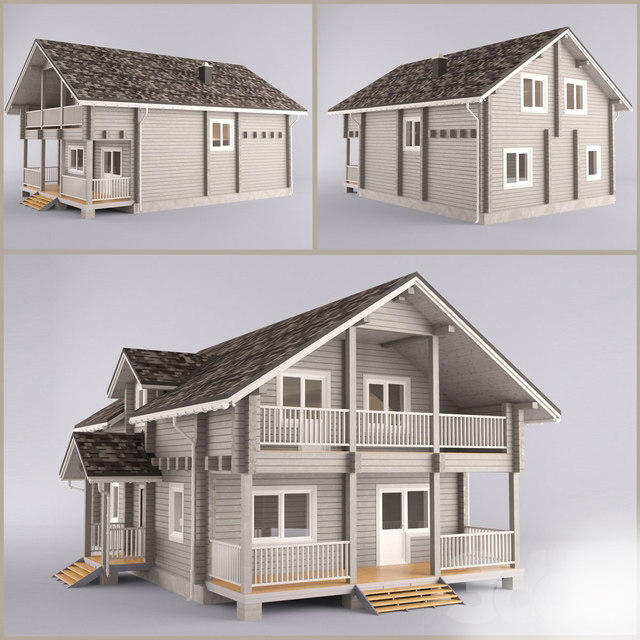 欧式美式乡村别墅小木屋3d模型下载