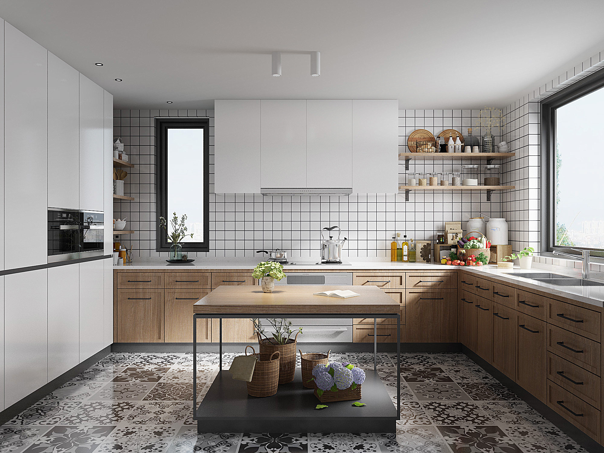 北欧简欧式厨房，橱柜，厨房摆件 3d模型下载