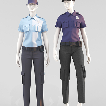 现代警察警服服装模特3d模型下载