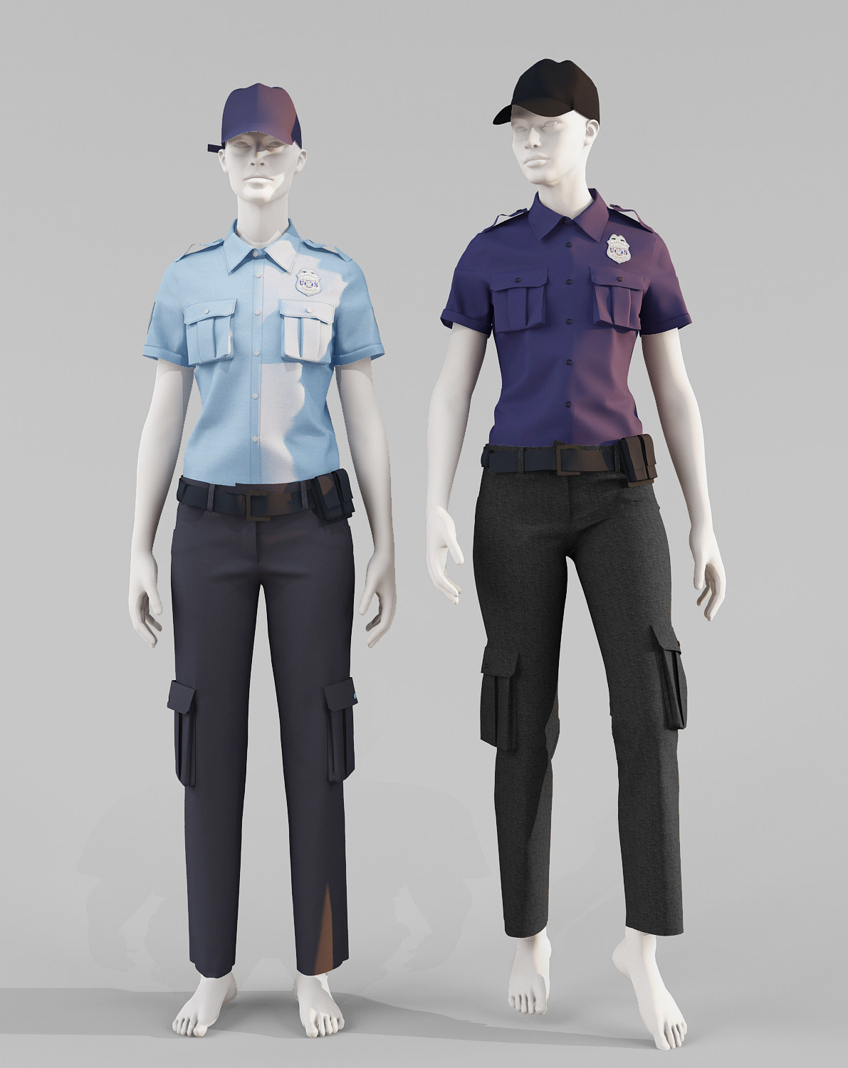 现代警察警服服装模特3d模型下载