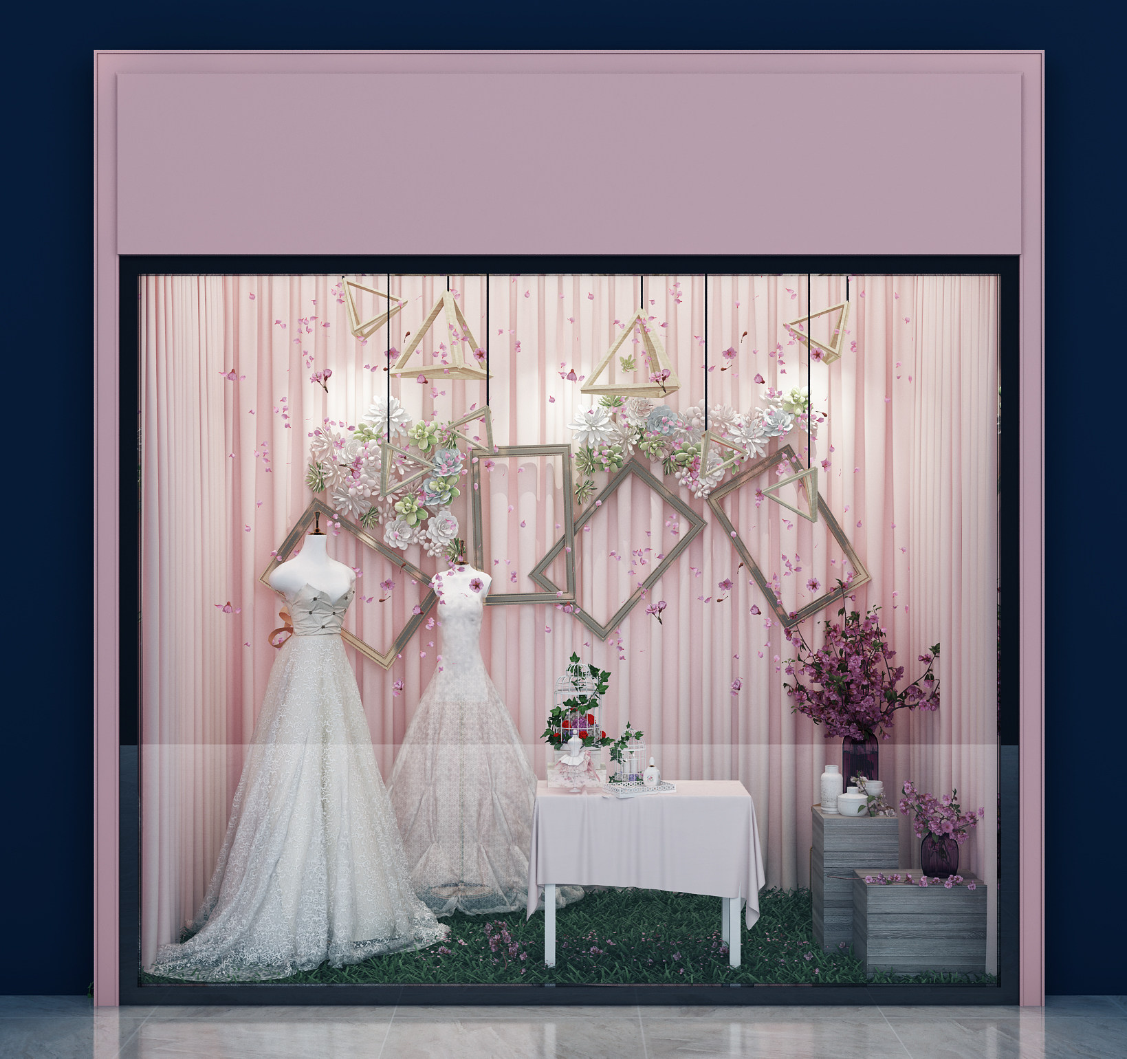 现代婚纱影楼服装专卖店橱窗 3d模型下载