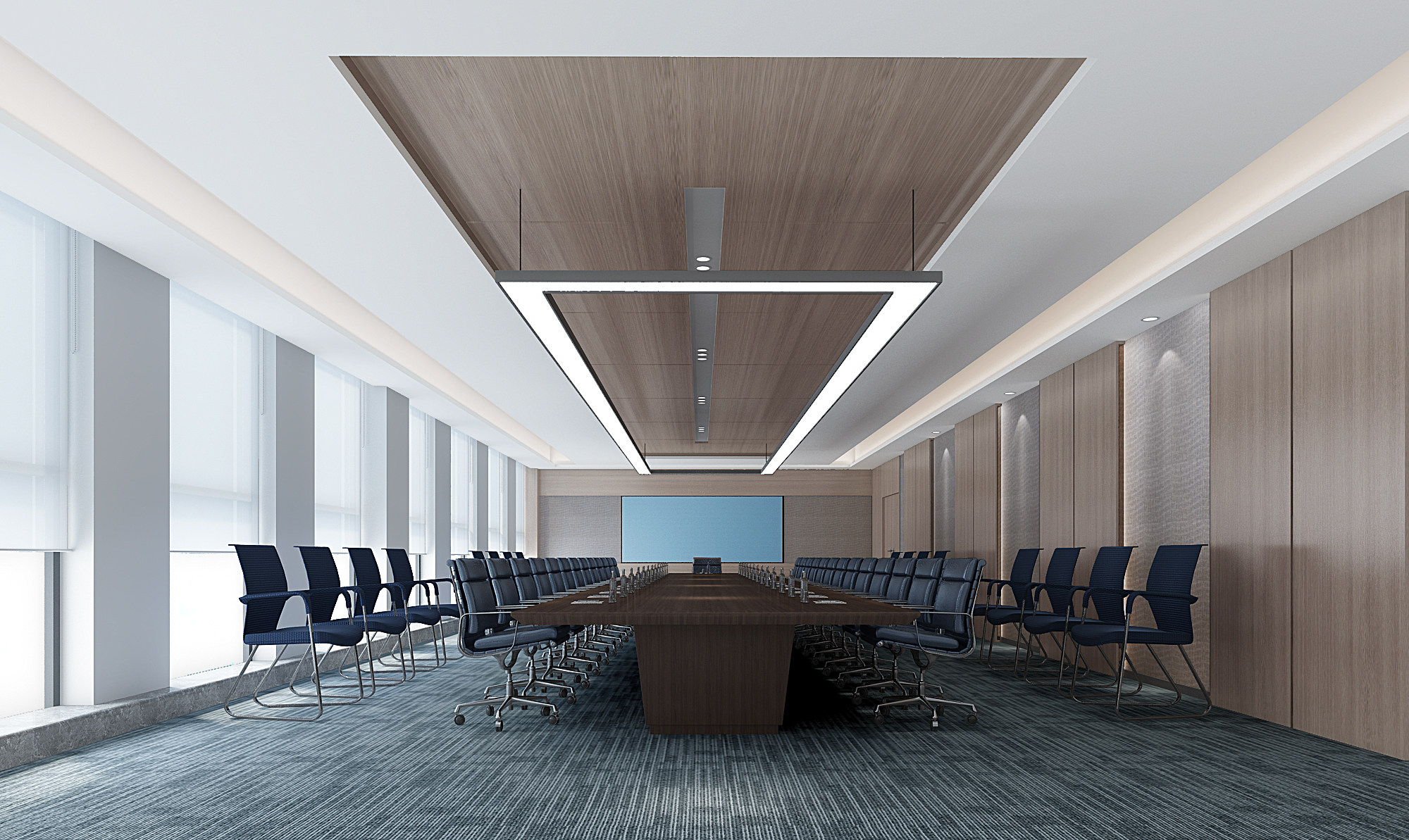 现代大会议室，会议桌椅 3d模型下载