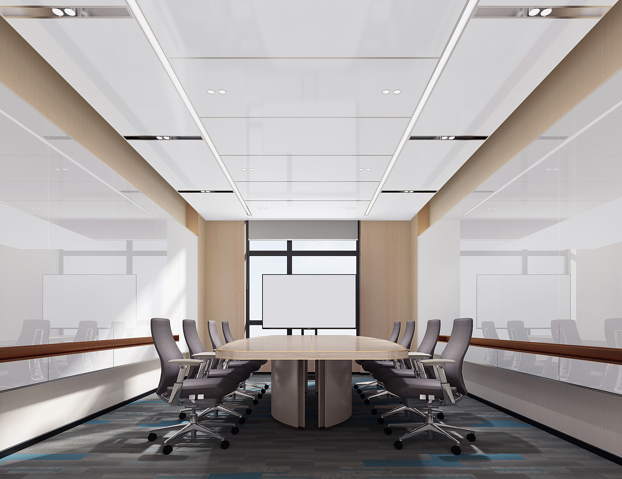现代小会议室，会议桌椅3d模型下载