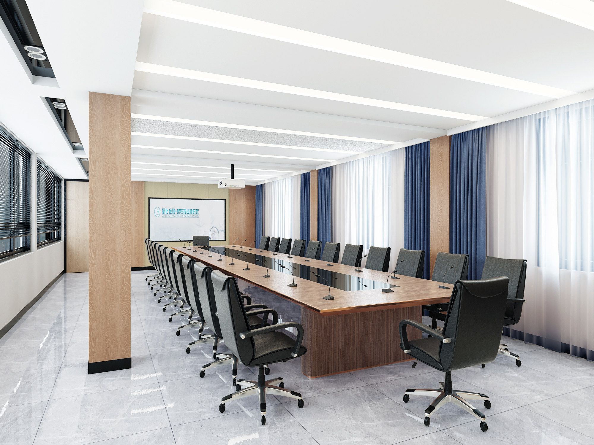 现代会议室会议桌椅子办公椅3d模型下载