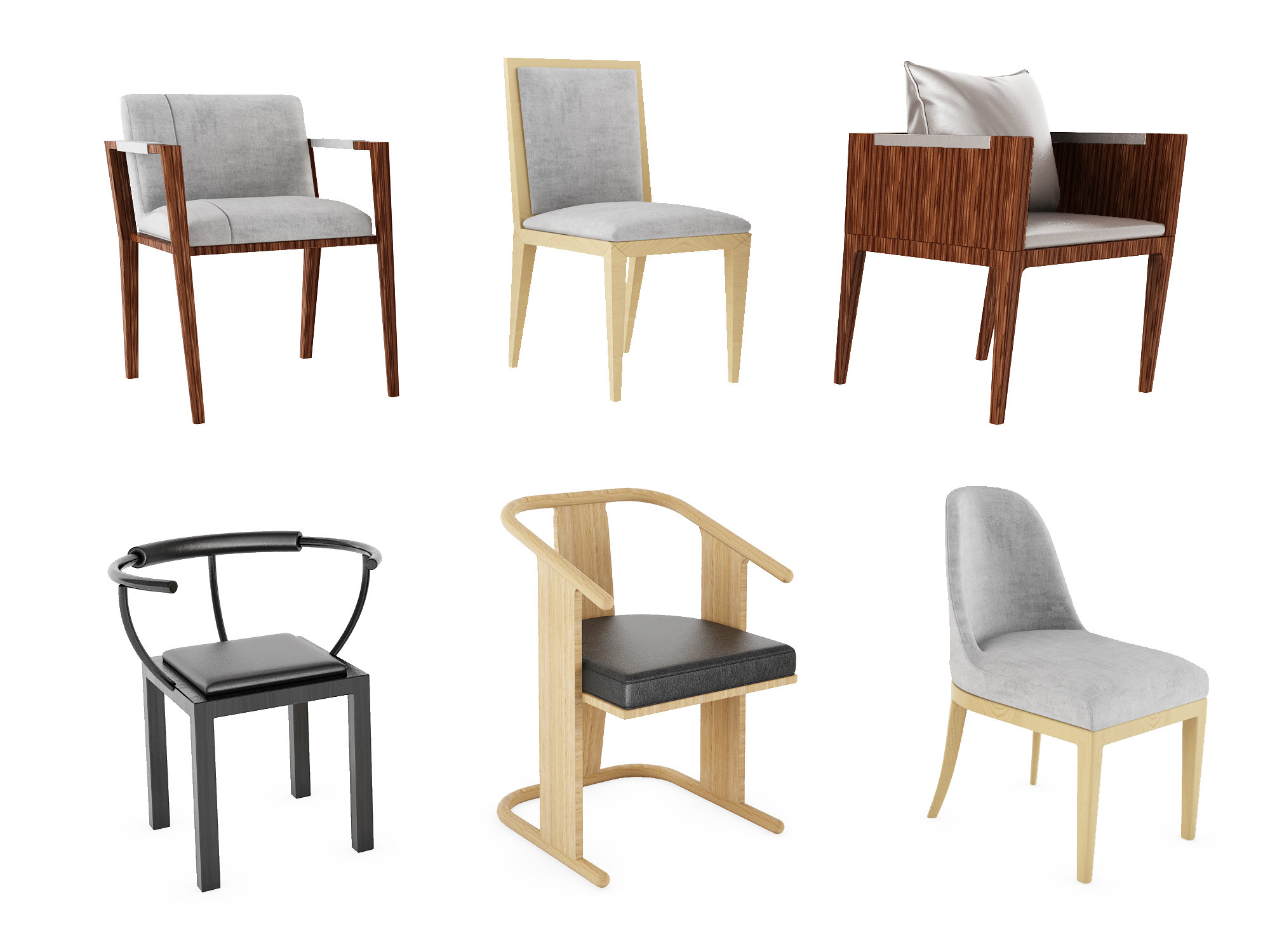 新中式现代餐椅，椅子，单椅3d模型下载