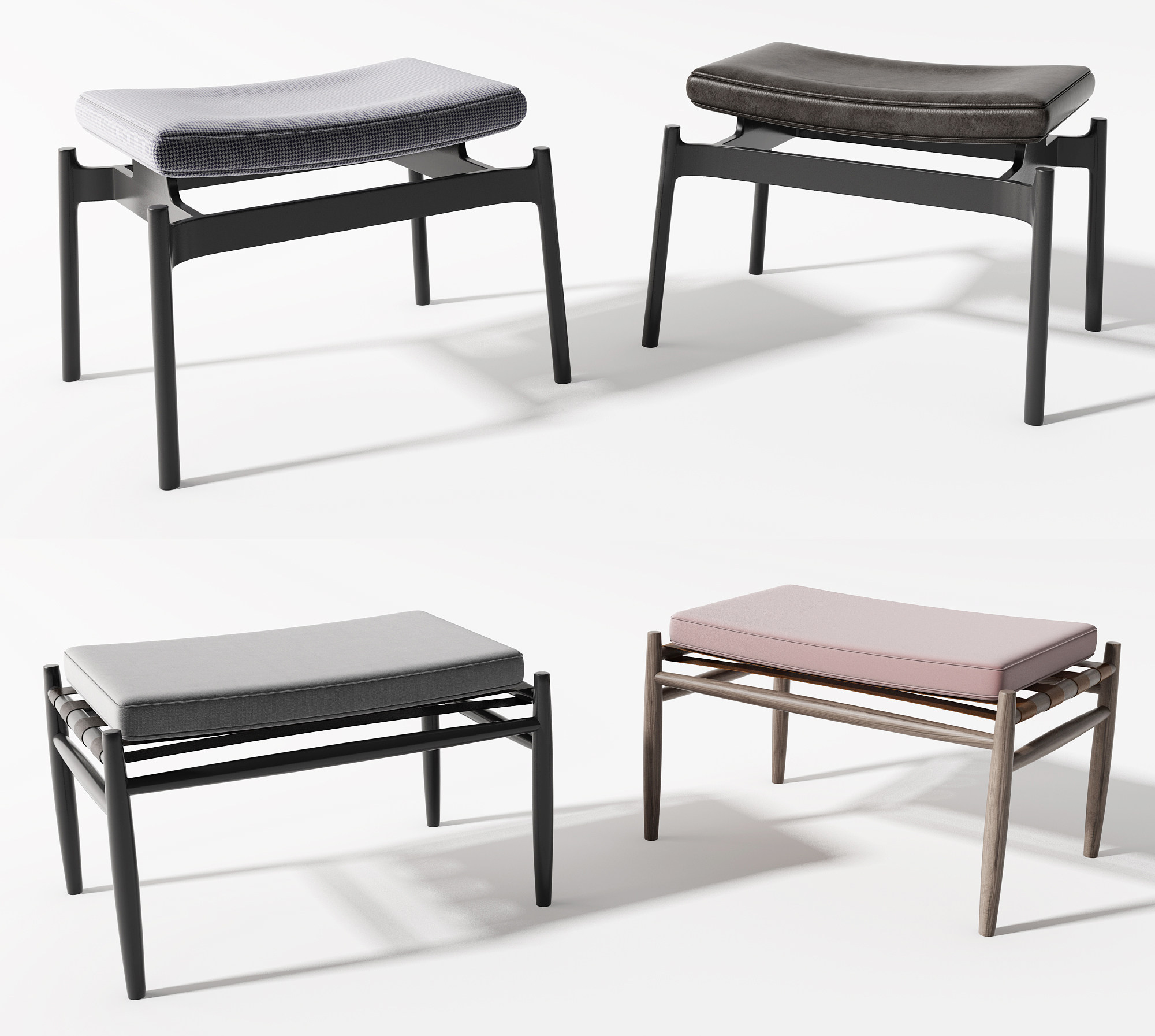 新中式凳子，脚凳3d模型下载
