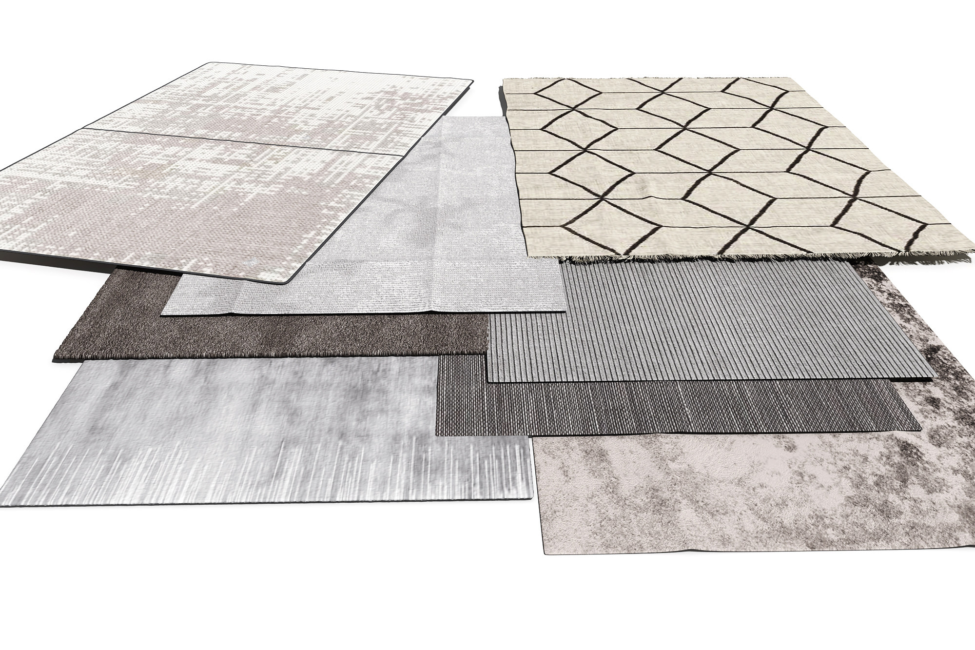新中式地毯组合3d模型下载