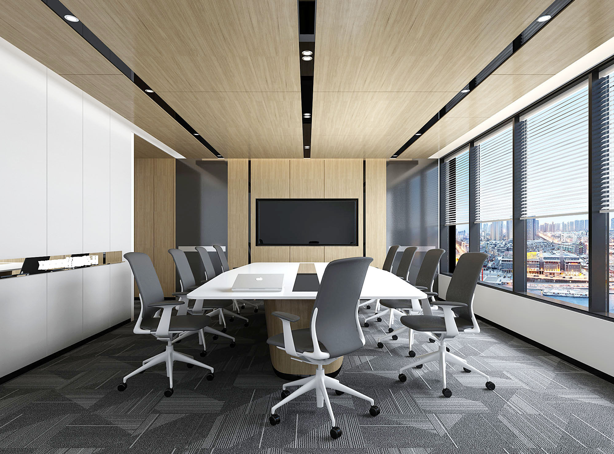 现代小会议室，会议桌椅子3d模型下载