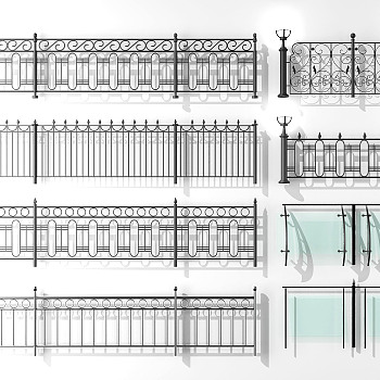 欧式铁艺玻璃护栏，围栏，栏杆扶手，3d模型下载