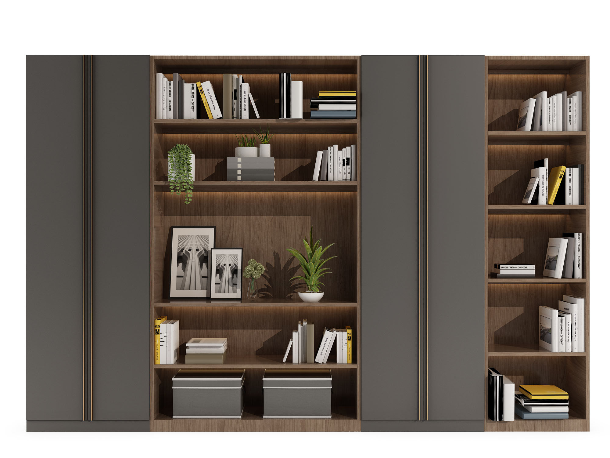 现代书柜3d模型下载