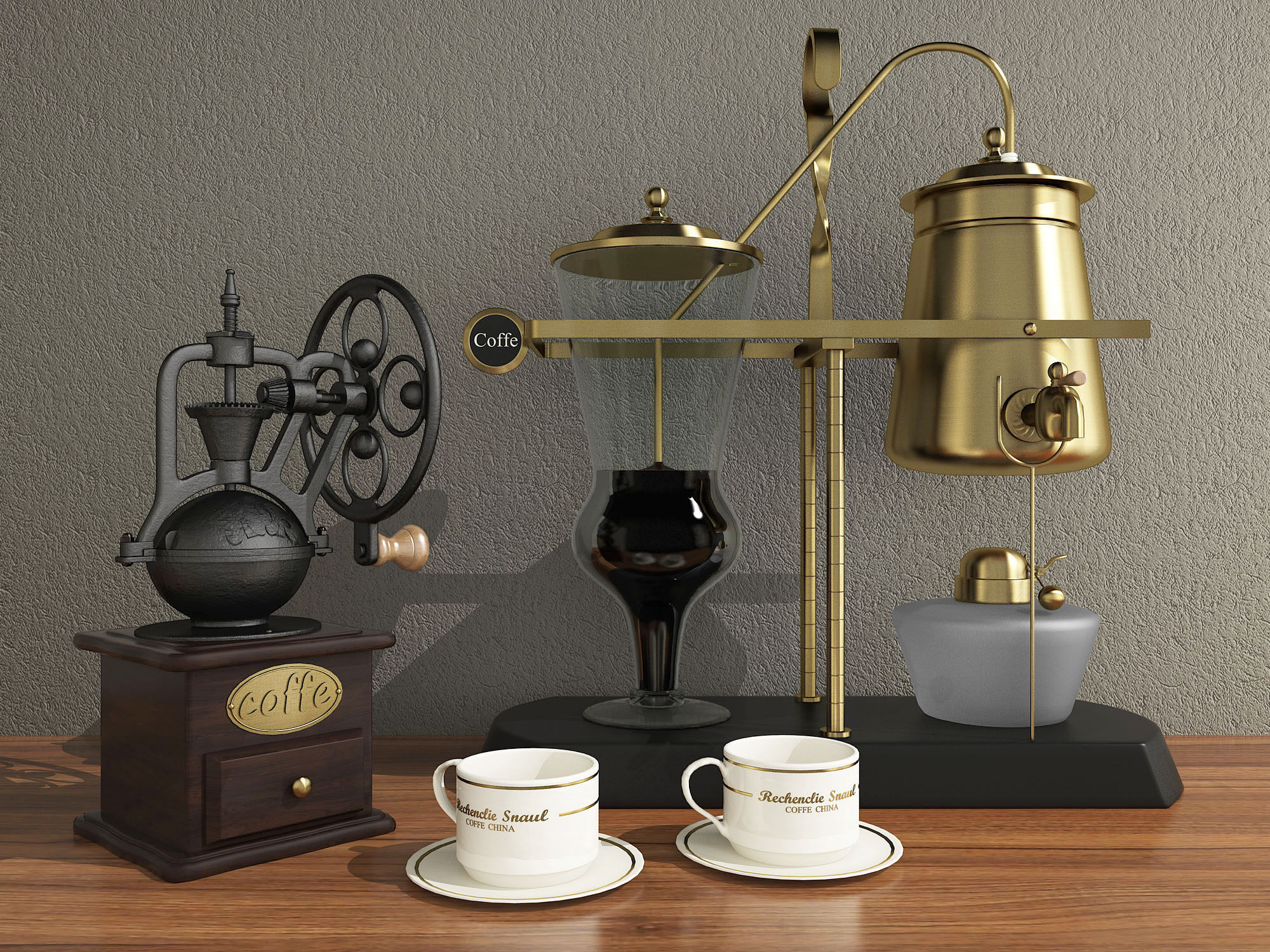工业LOFT咖啡机，咖啡研磨机,咖啡机3d模型下载