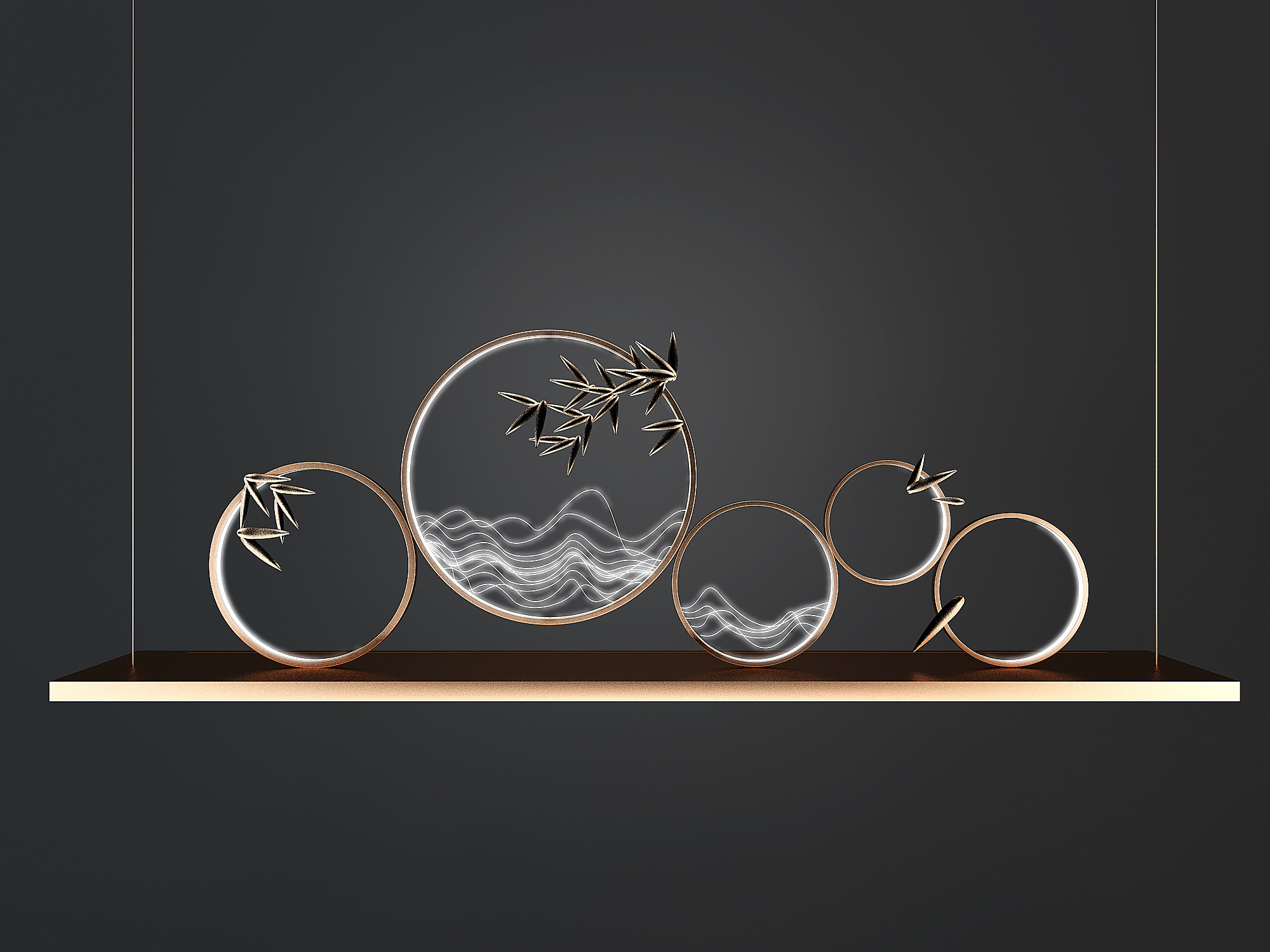 新中式金属装饰创意吊灯3d模型下载