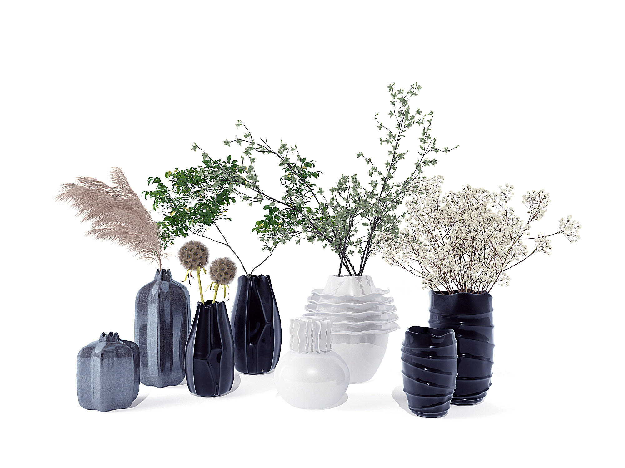 装饰品摆件，花瓶，花艺插花3d模型下载