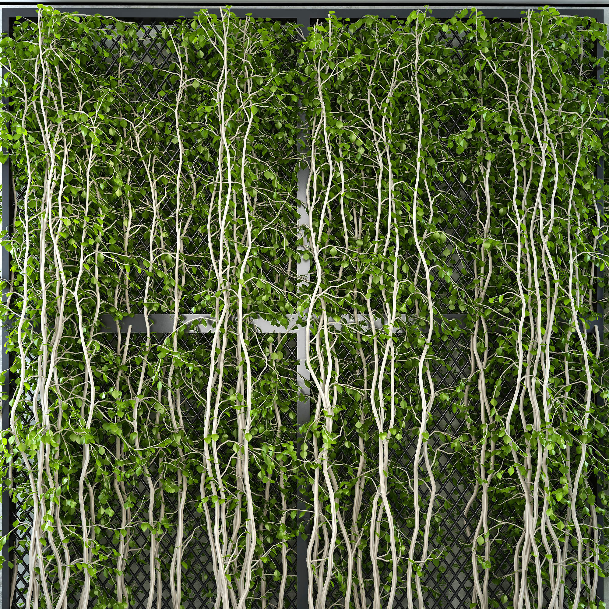 铁丝网藤蔓植物墙，绿植墙爬山虎3d模型下载