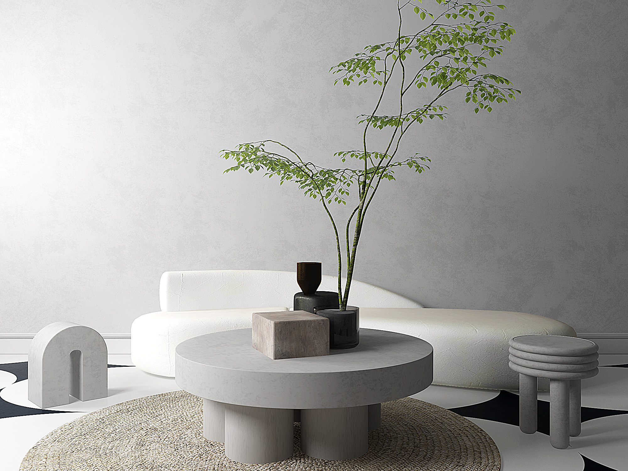 中式户外园艺石桌凳 3d模型下载