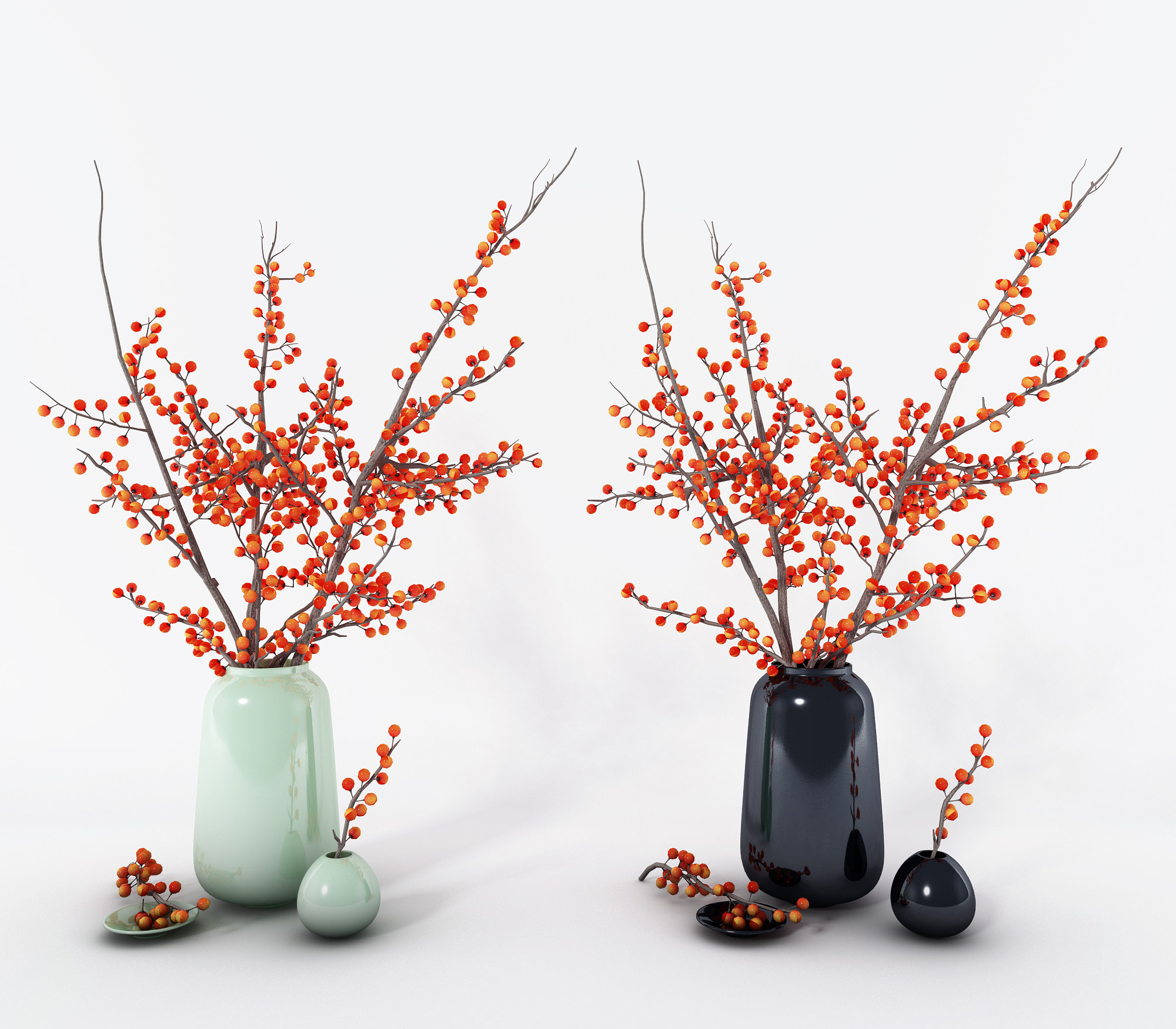 花瓶花卉摆设组合3d模型下载