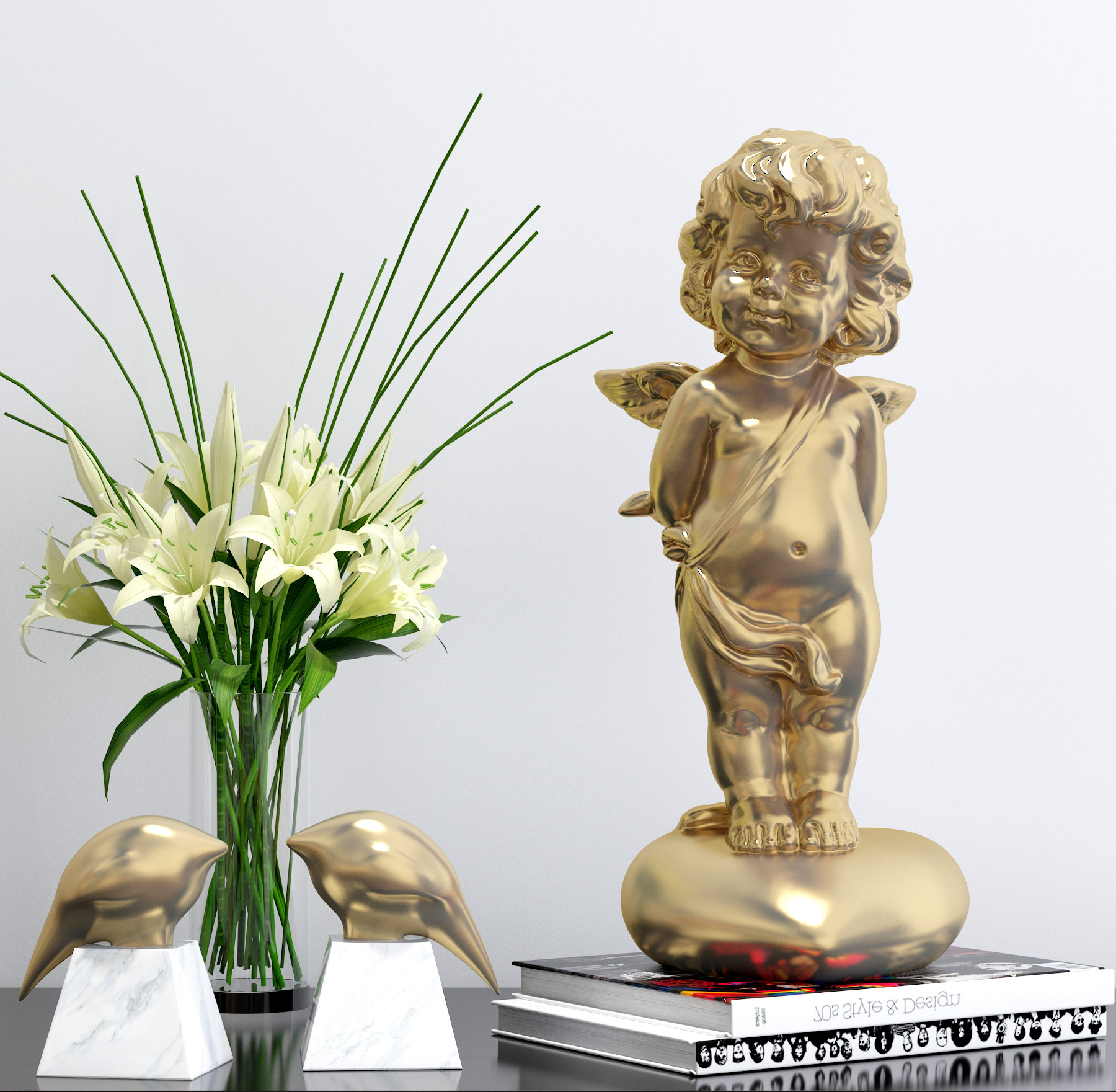 现代雕塑花瓶摆件3d模型下载