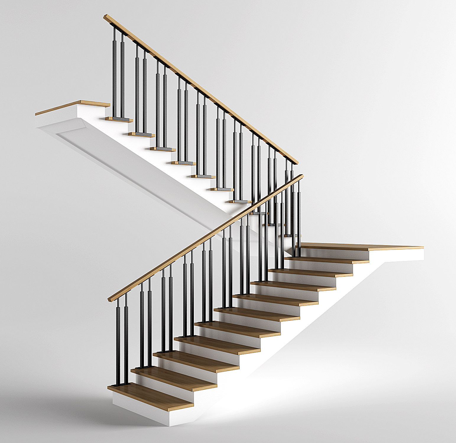 现代新中式铁艺护栏，楼梯3d模型下载