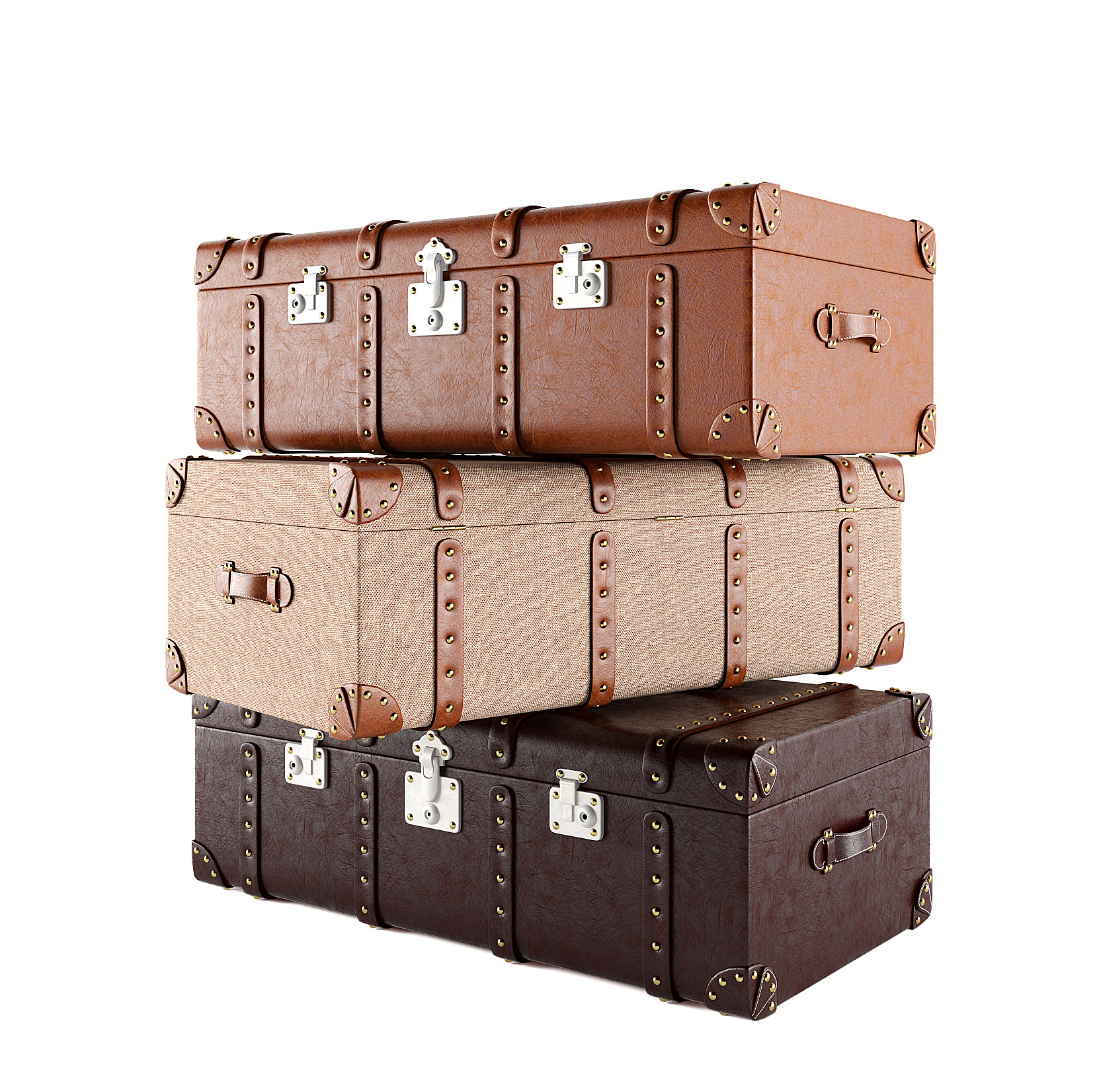 工业LOFT箱子美式工业风橱窗，皮箱，手提箱，行李箱3d模型下载