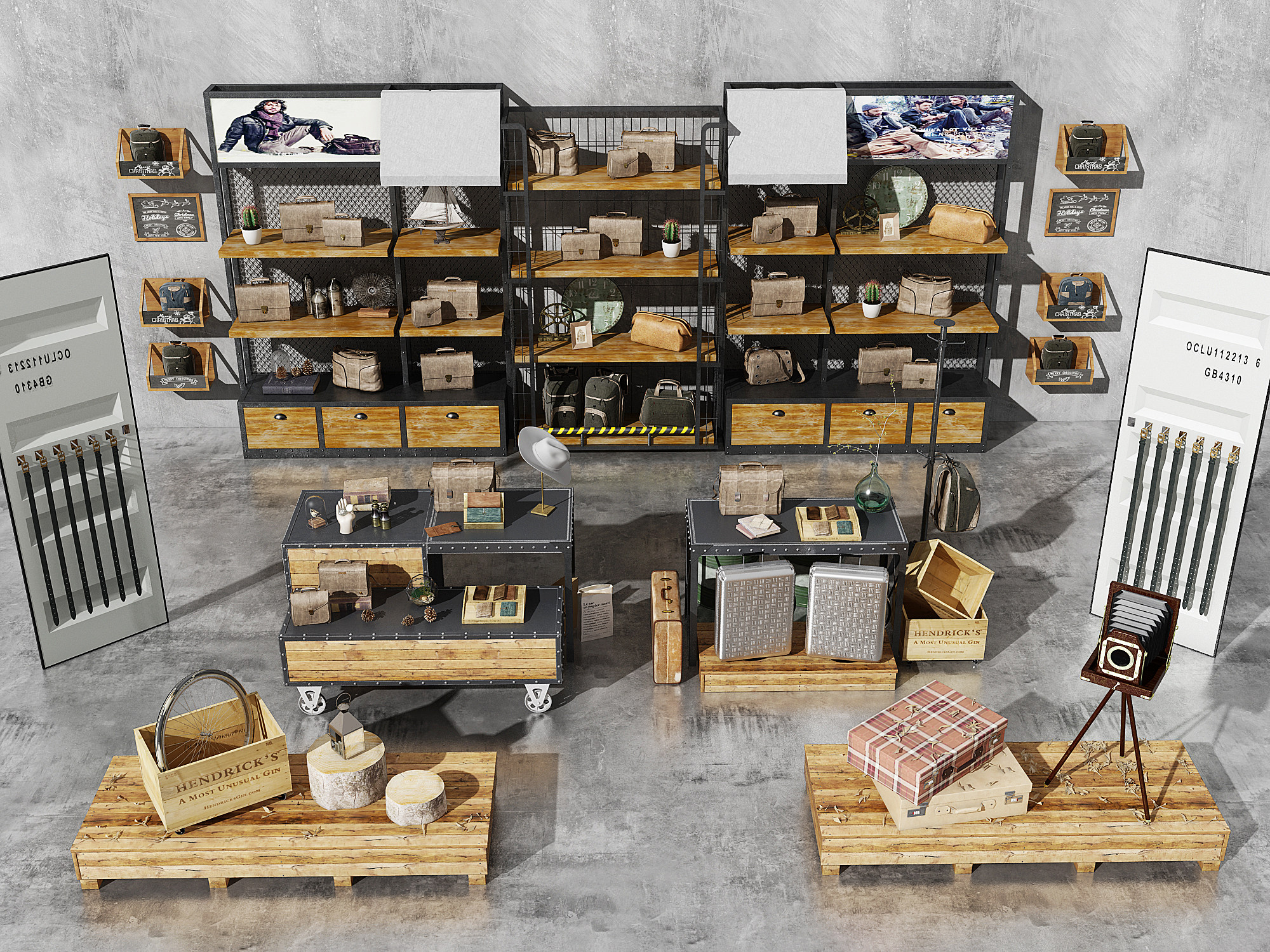 工业LOFT货柜，货架，行李箱 3d模型下载