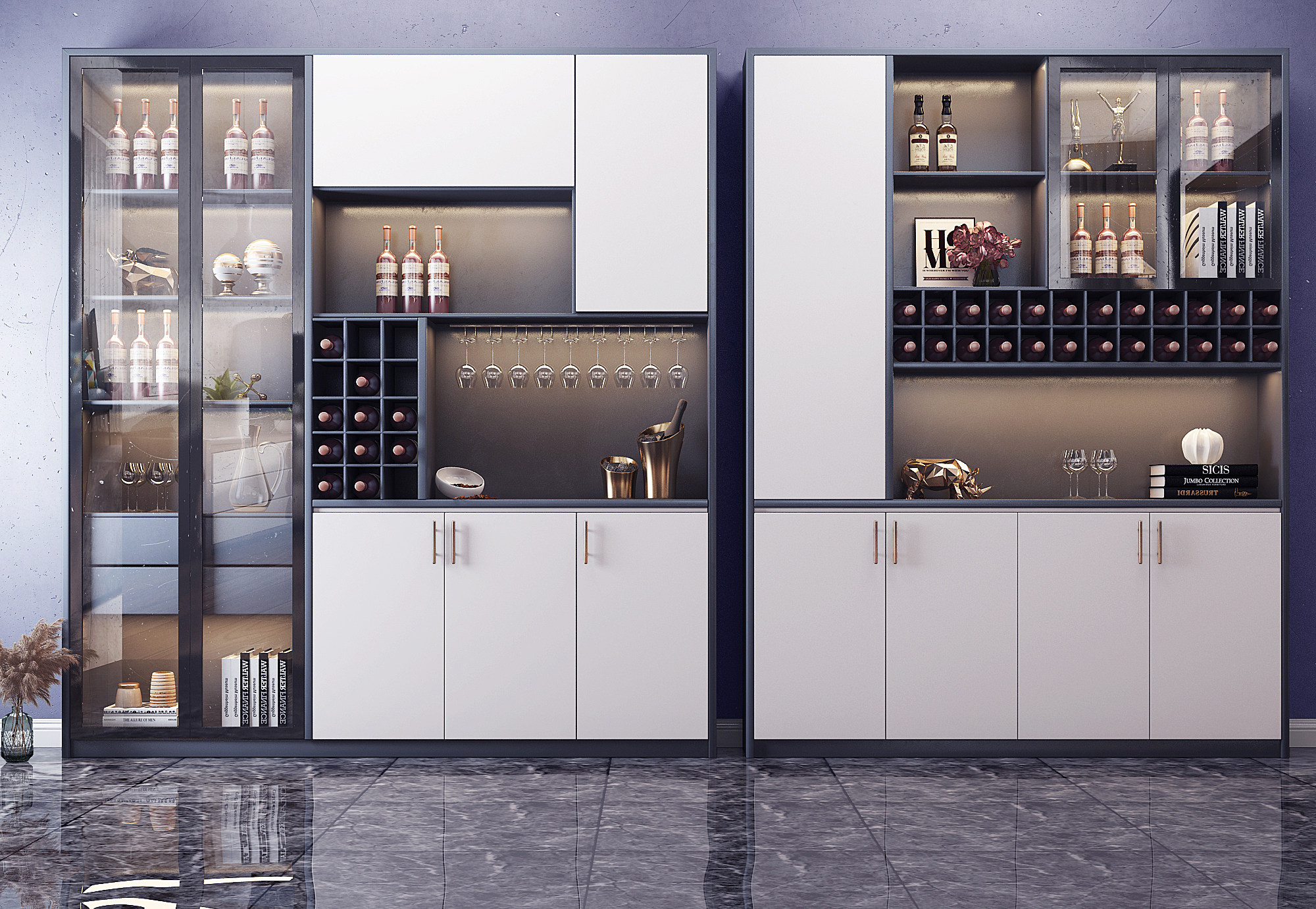 现代酒柜，红酒柜，冰桶3d模型下载