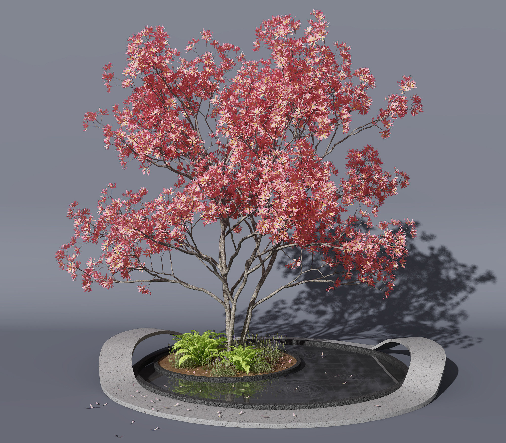 现代树，树池3d模型下载