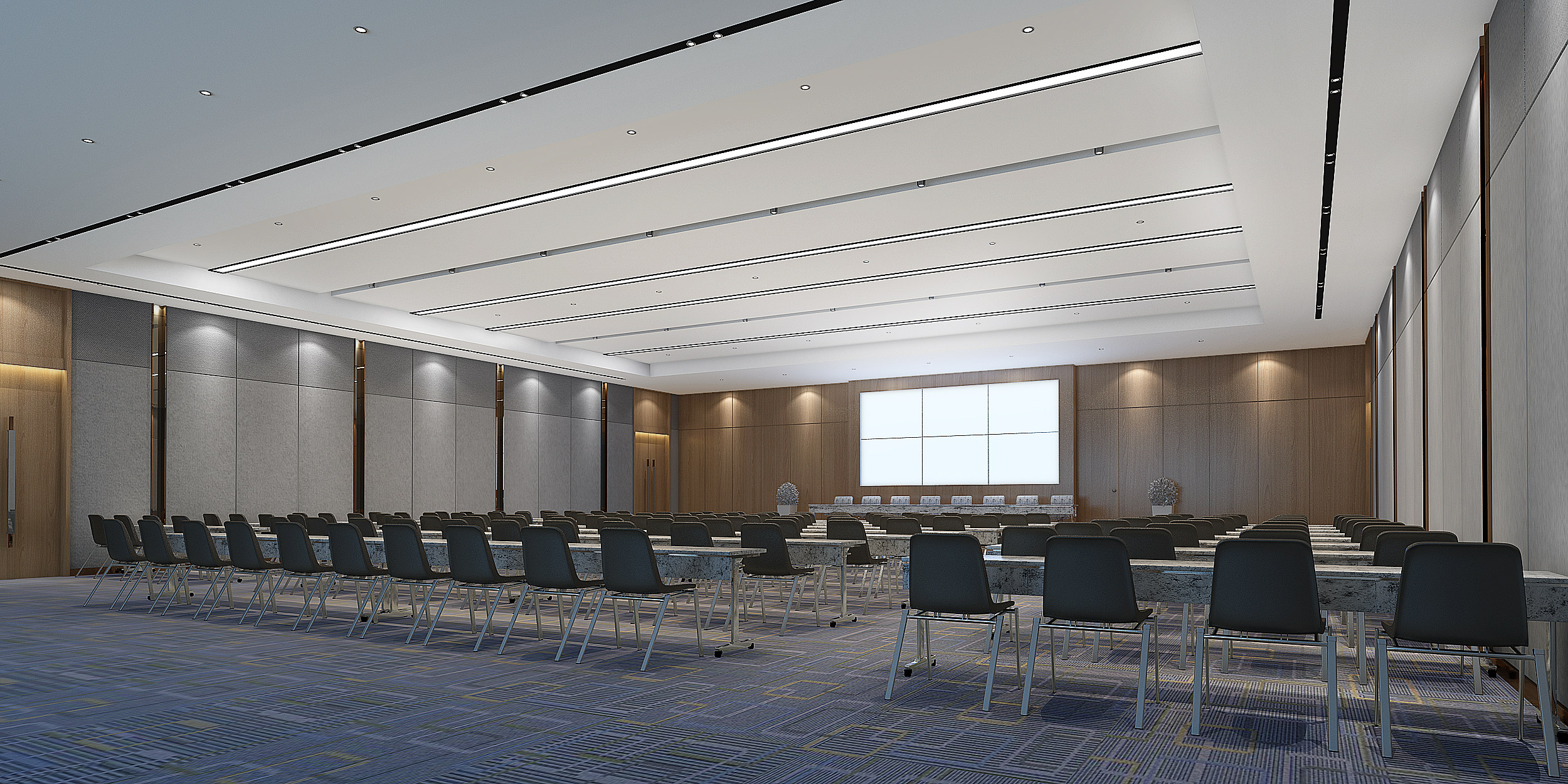 大会议室，多功能会议厅，培训教室桌椅3d模型下载