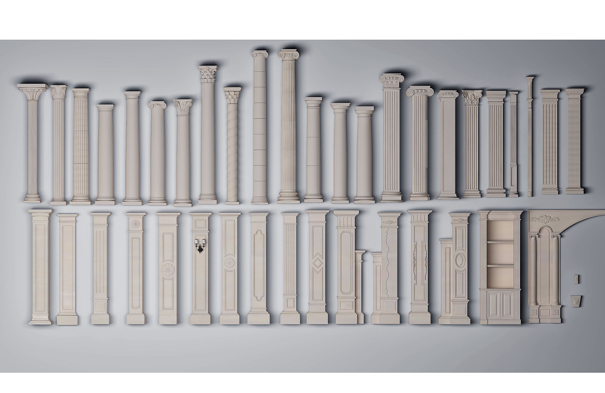 欧式罗马柱，柱子3d模型下载