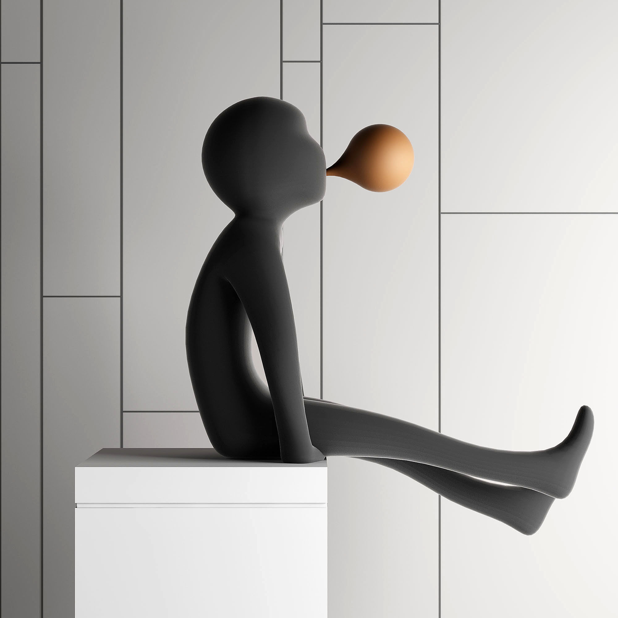 抽象人物雕塑3d模型下载