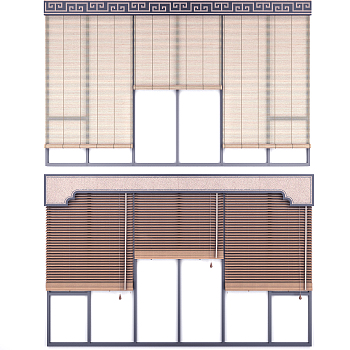 新中式百叶帘3d模型下载