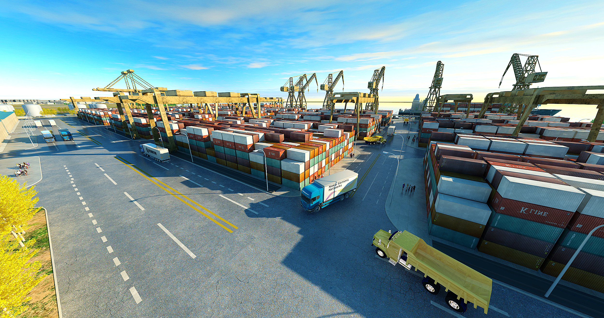 海港，码头，港口货车集装箱 3d模型下载