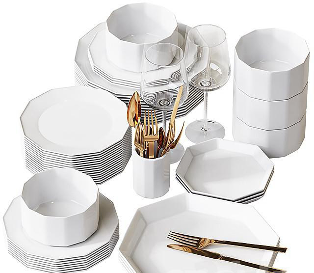 盘子碗筷刀叉，餐具3d模型下载