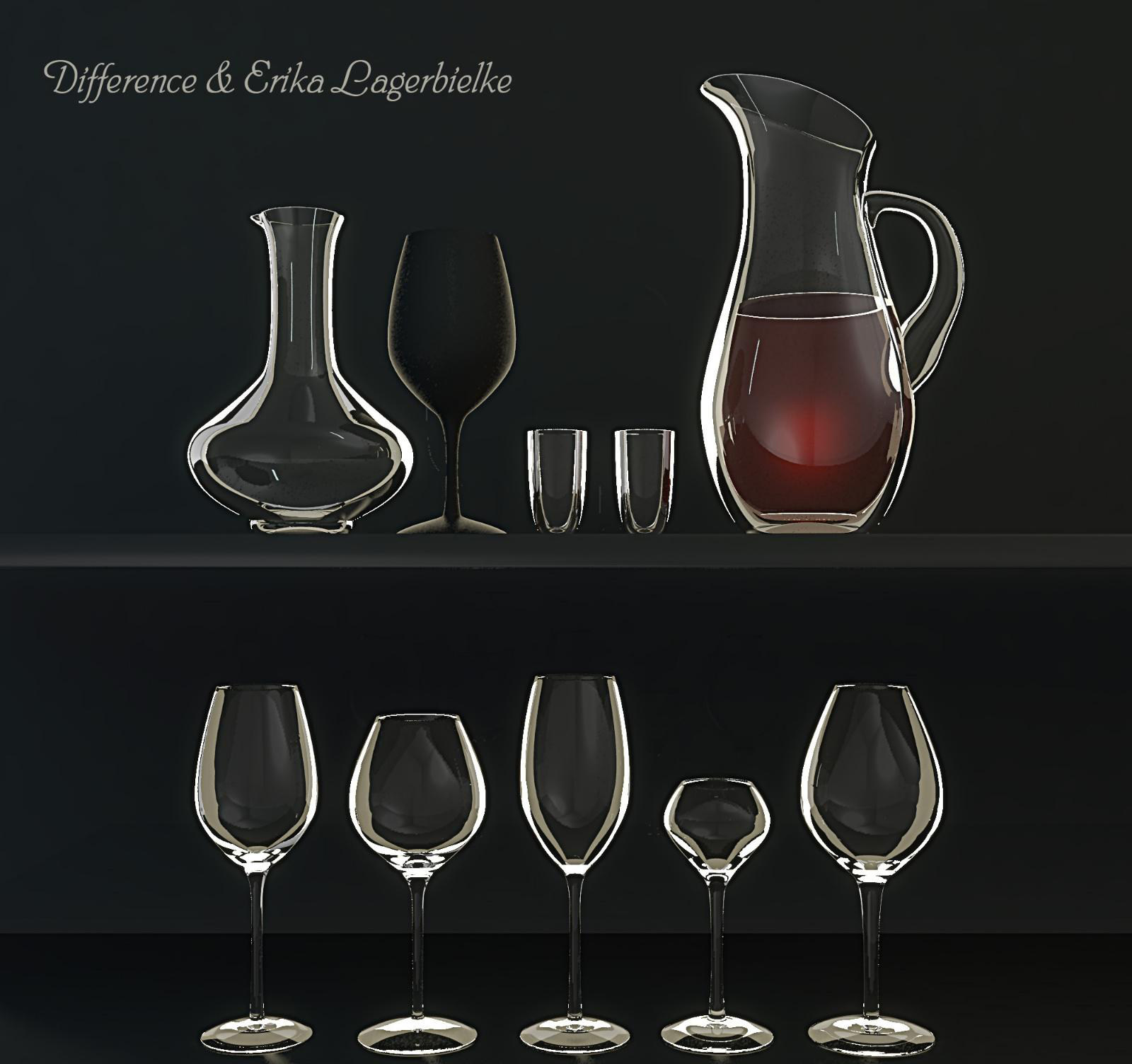 红酒洋酒玻璃酒杯高脚杯，分酒器3d模型下载
