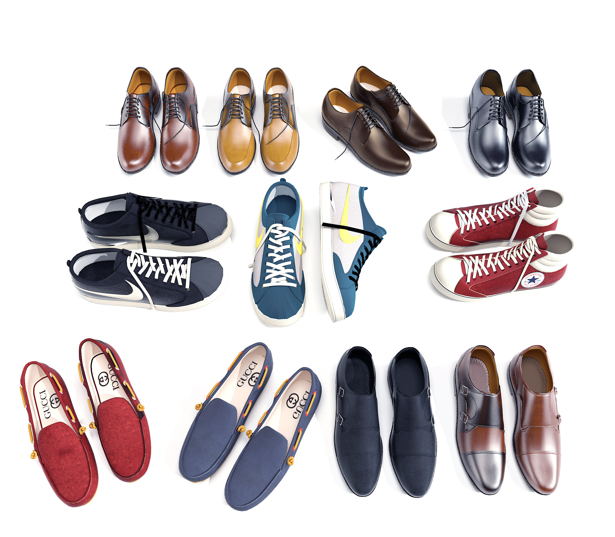 男鞋，鞋子，皮鞋帆布鞋3d模型下载