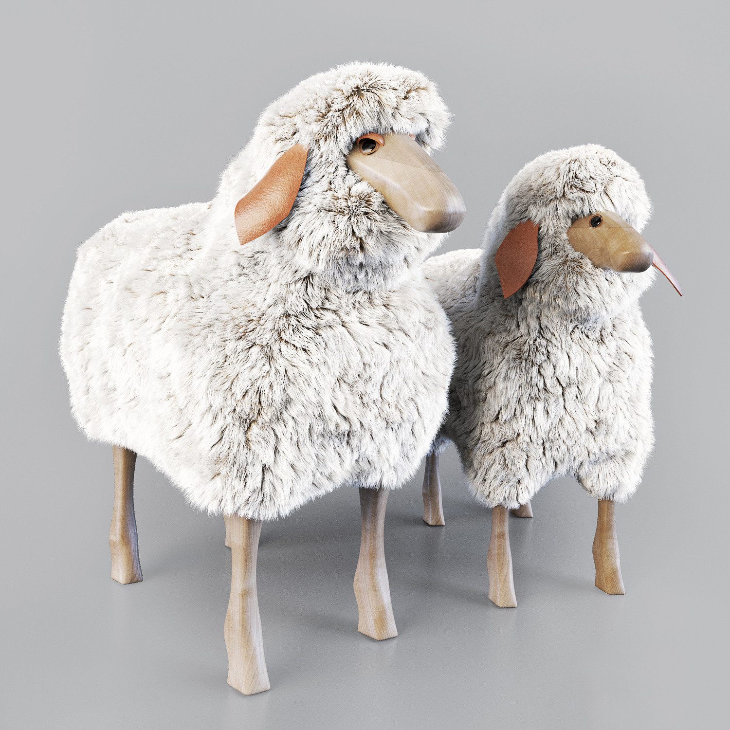 北欧现代儿童绵羊凳子 3d模型下载