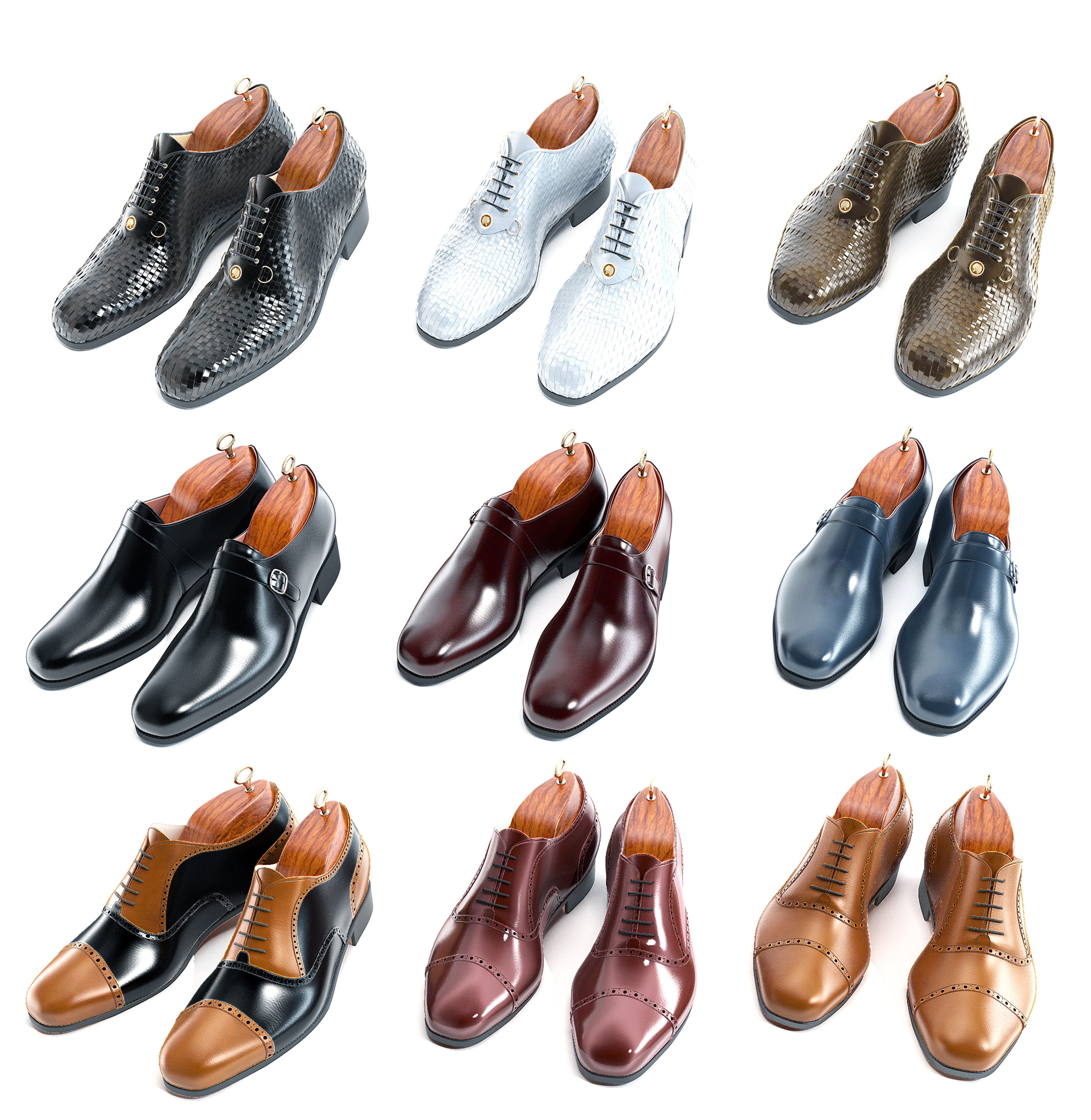 现代男鞋，皮鞋3d模型下载