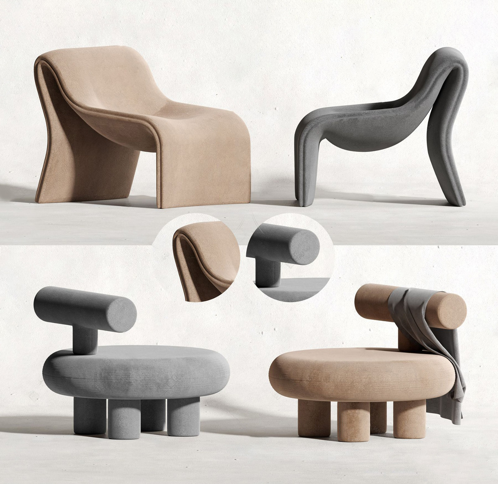 现代异形单椅，单人沙发3d模型下载