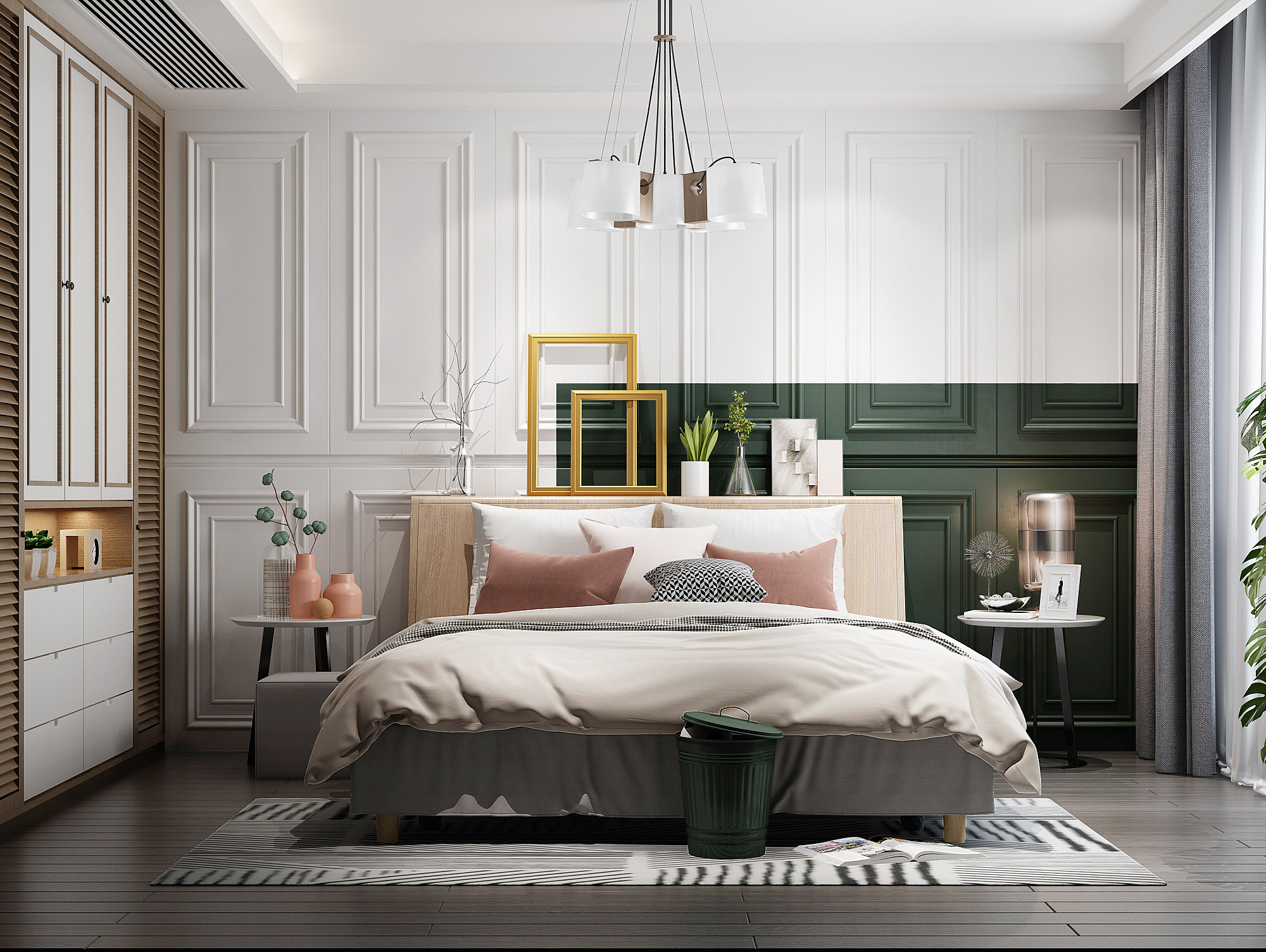 北欧现代简欧式卧室双人床 3d模型下载