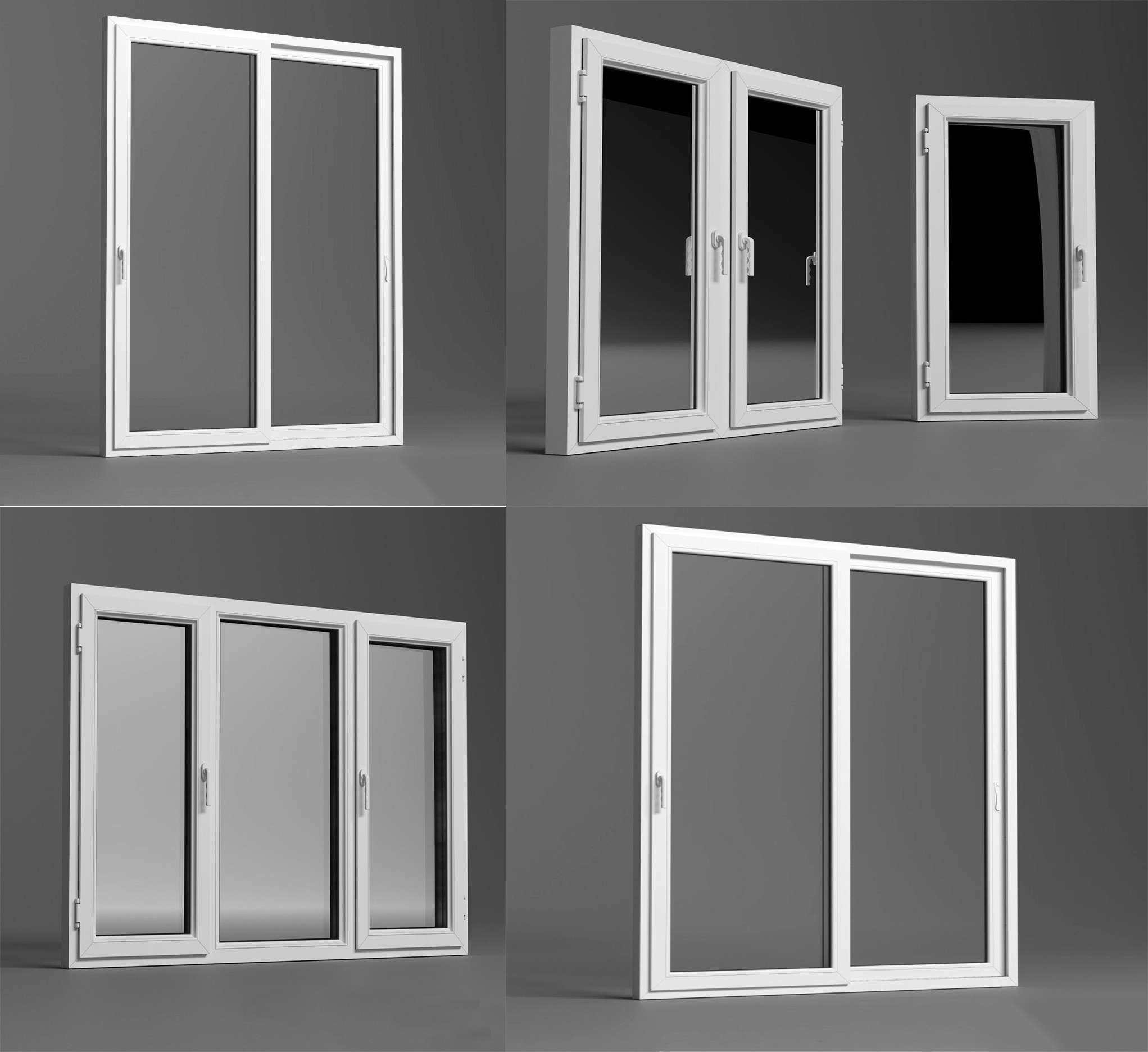 现代构件五金，窗户，推拉门，组合 (1)3d模型下载