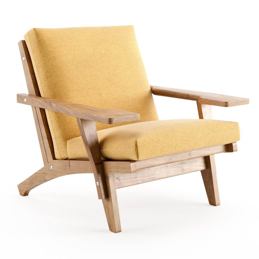 现代Getama木质休闲椅，实木单人休闲椅子 3d模型下载