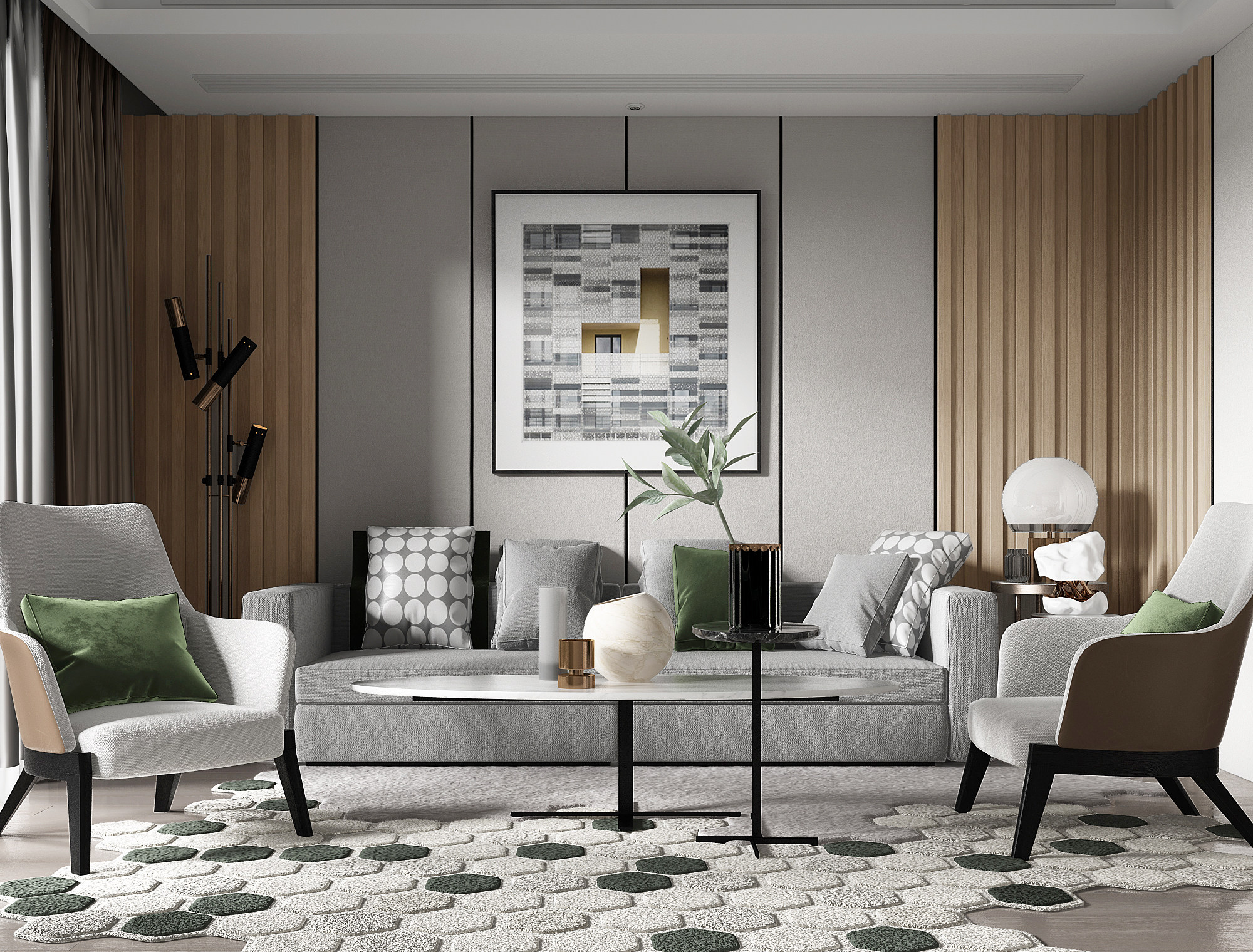 客厅，沙发茶几，单人椅子3d模型下载
