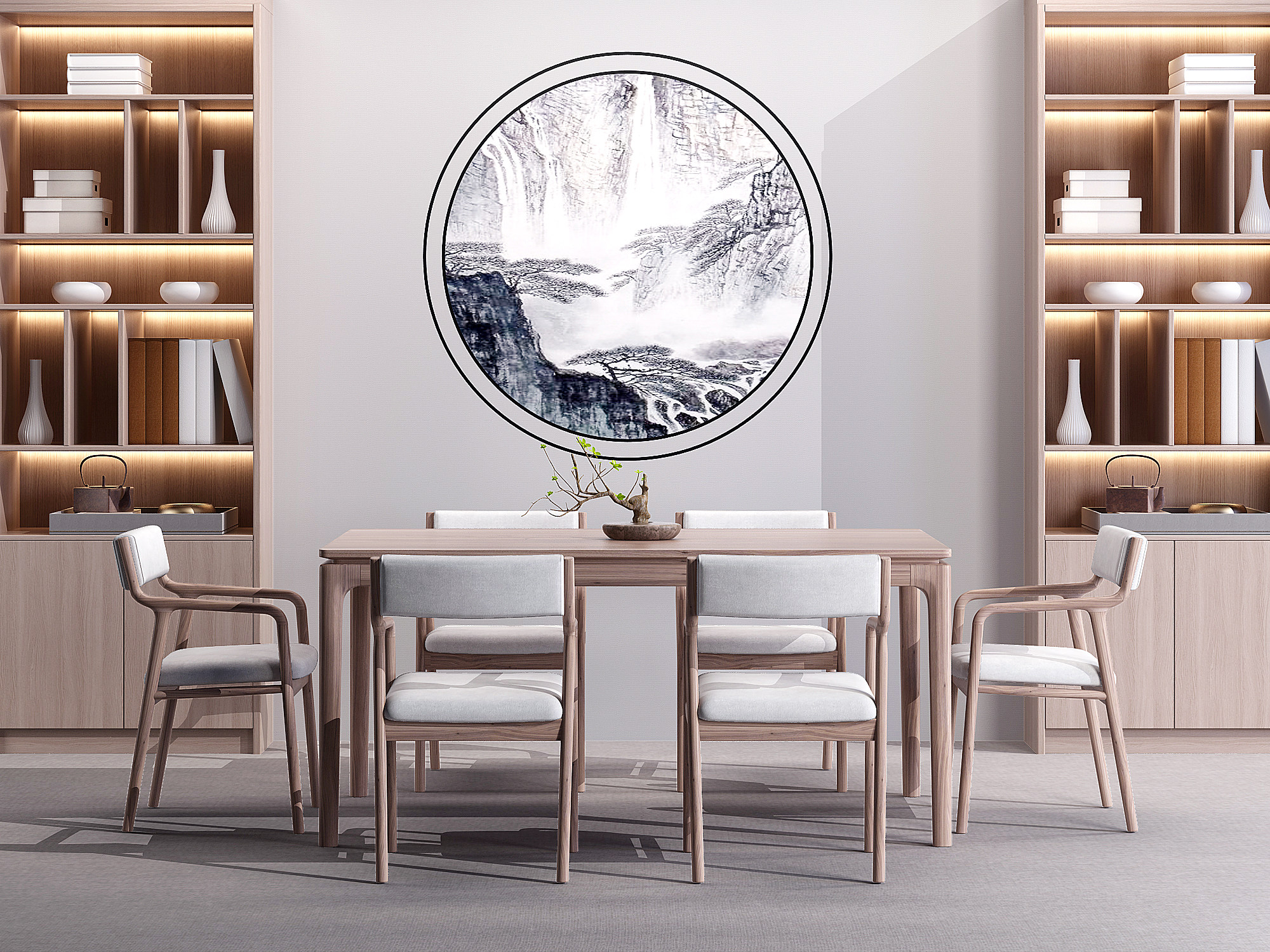 新中式实木北欧餐桌椅3d模型下载