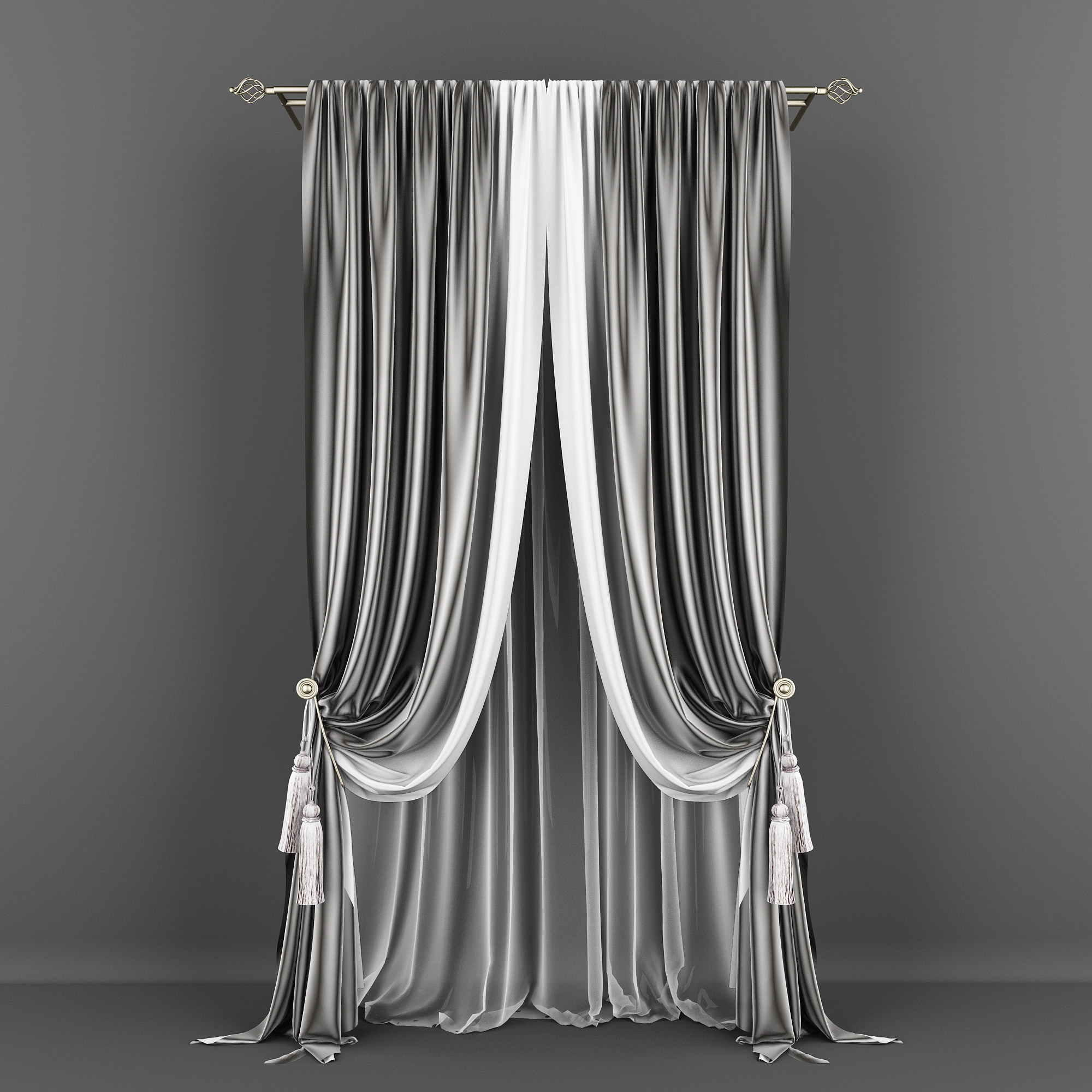 现代欧式床幔，窗帘3d模型下载