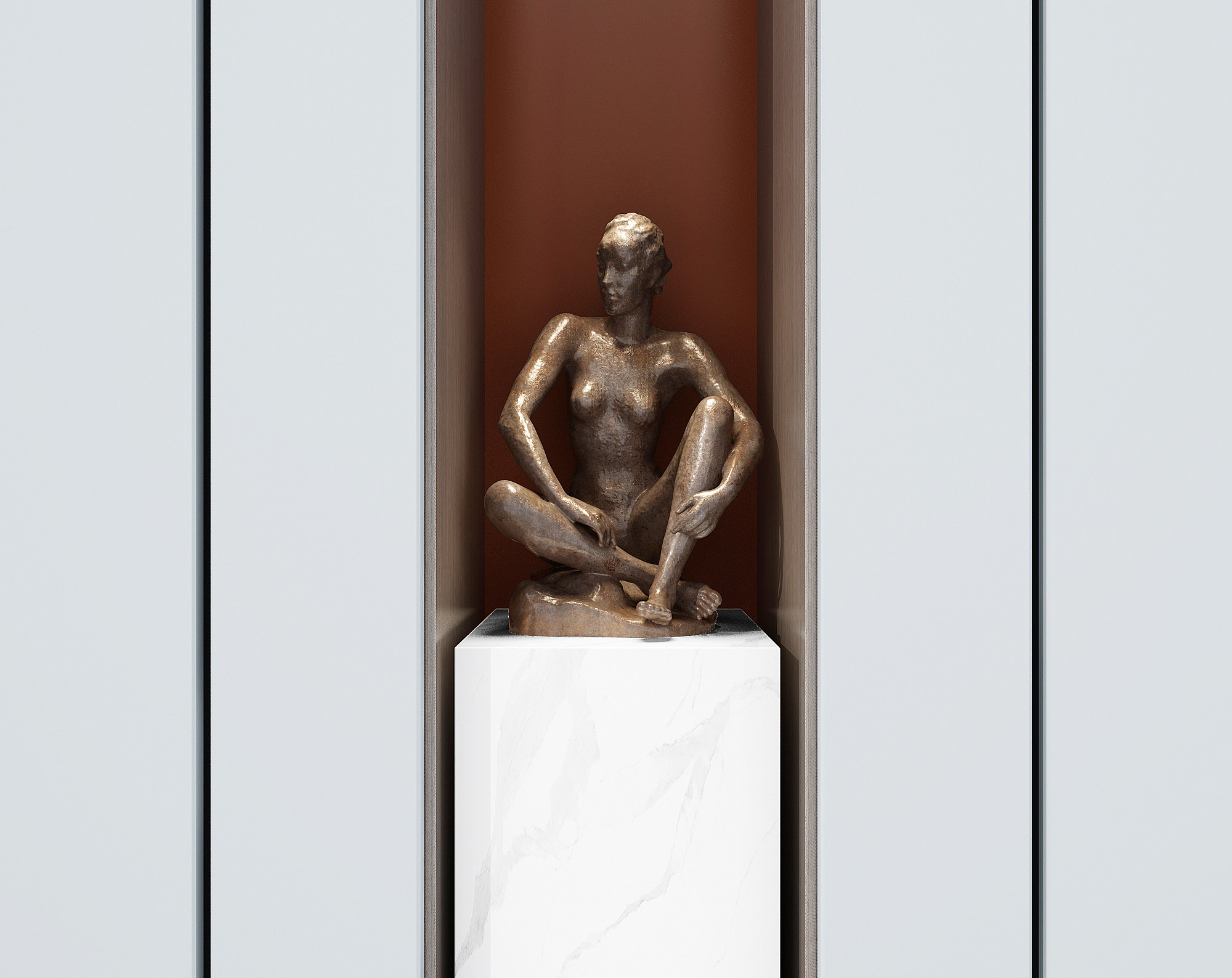 现代金属小人人物雕塑，雕像摆台3d模型下载