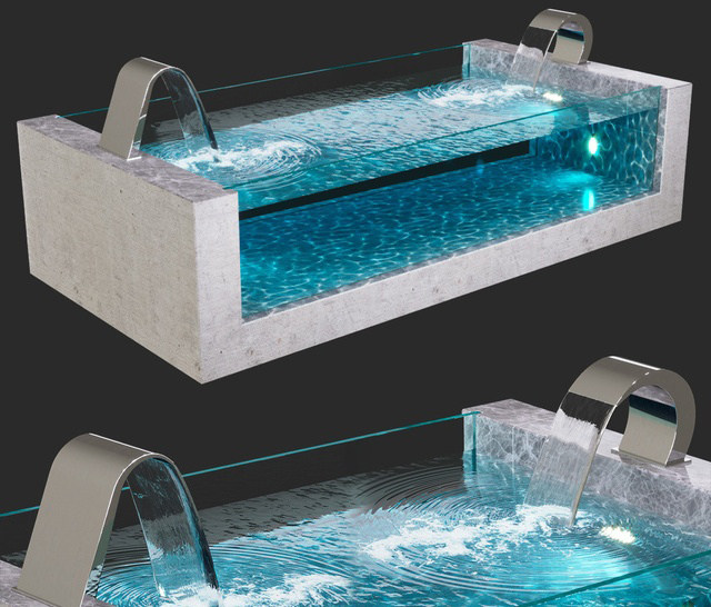 玻璃泳池浴缸，龙头水池3d模型下载