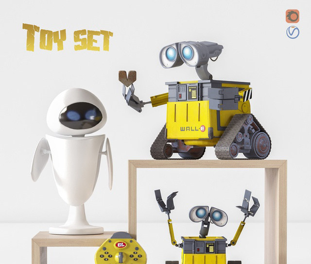 乐高积木机器人玩具，机器人总动员机器人3d模型下载