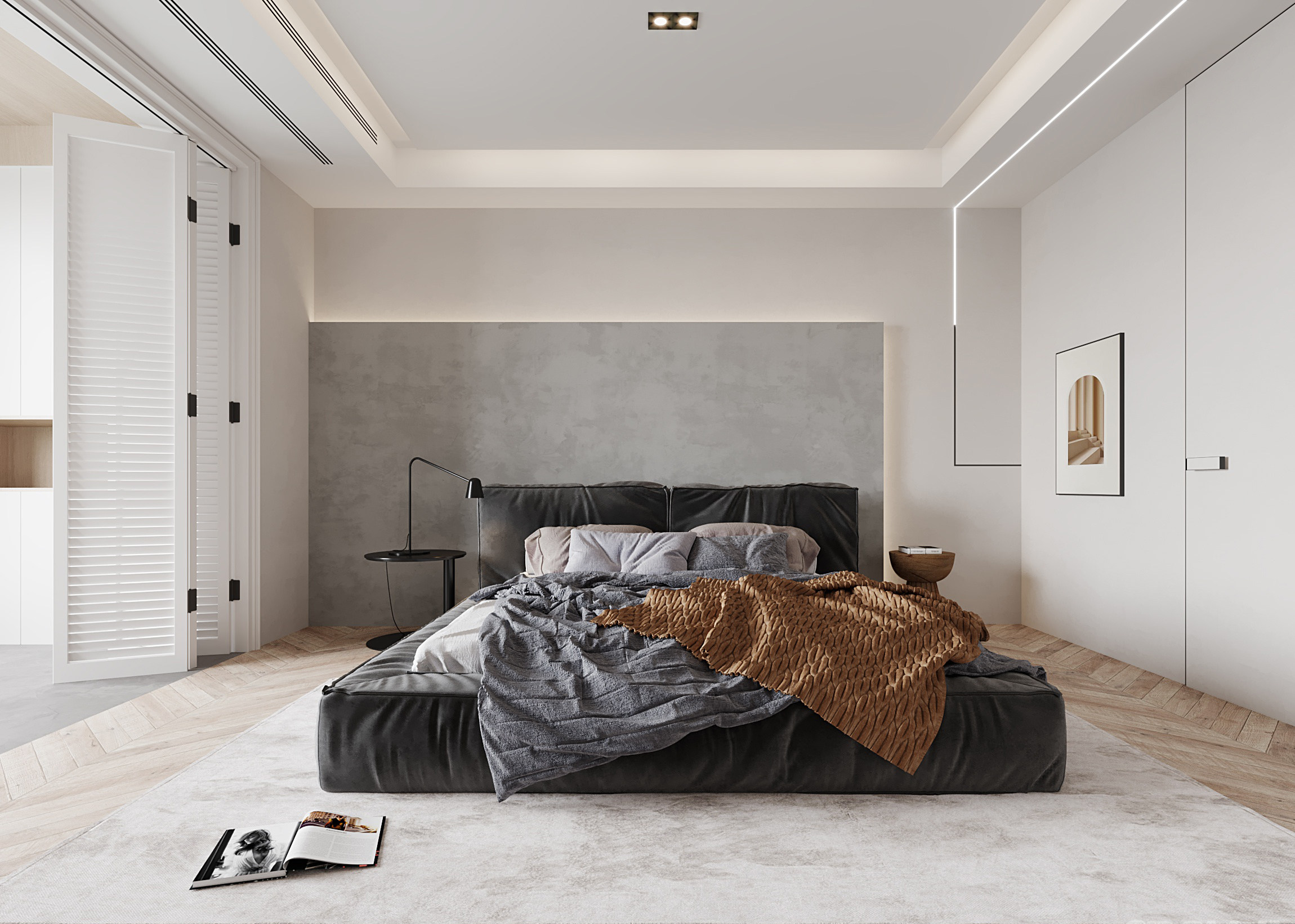 卧室，双人床3d模型下载